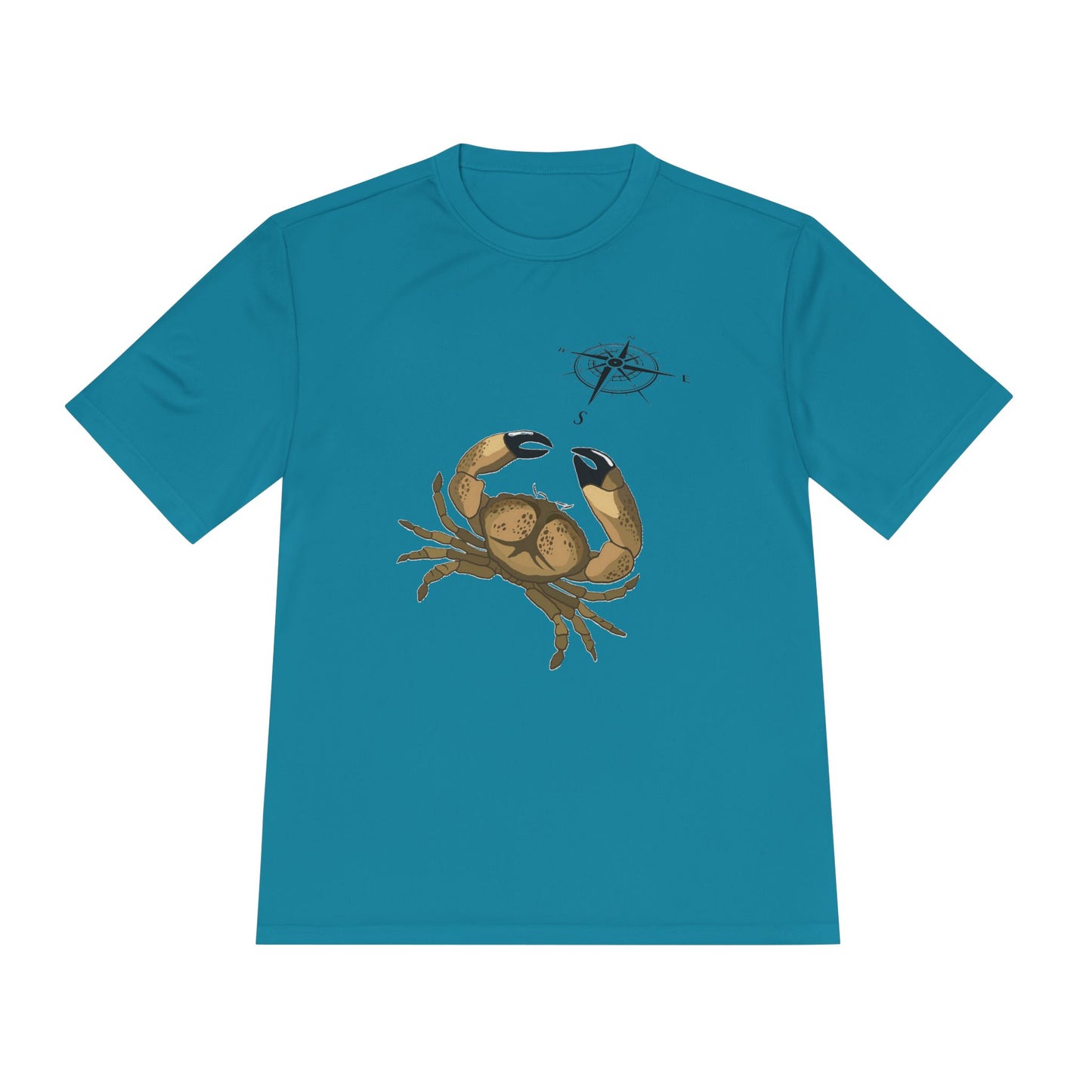 Coastal Adventure Unisex Moisture Wicking Tee - Crab & Fish Design