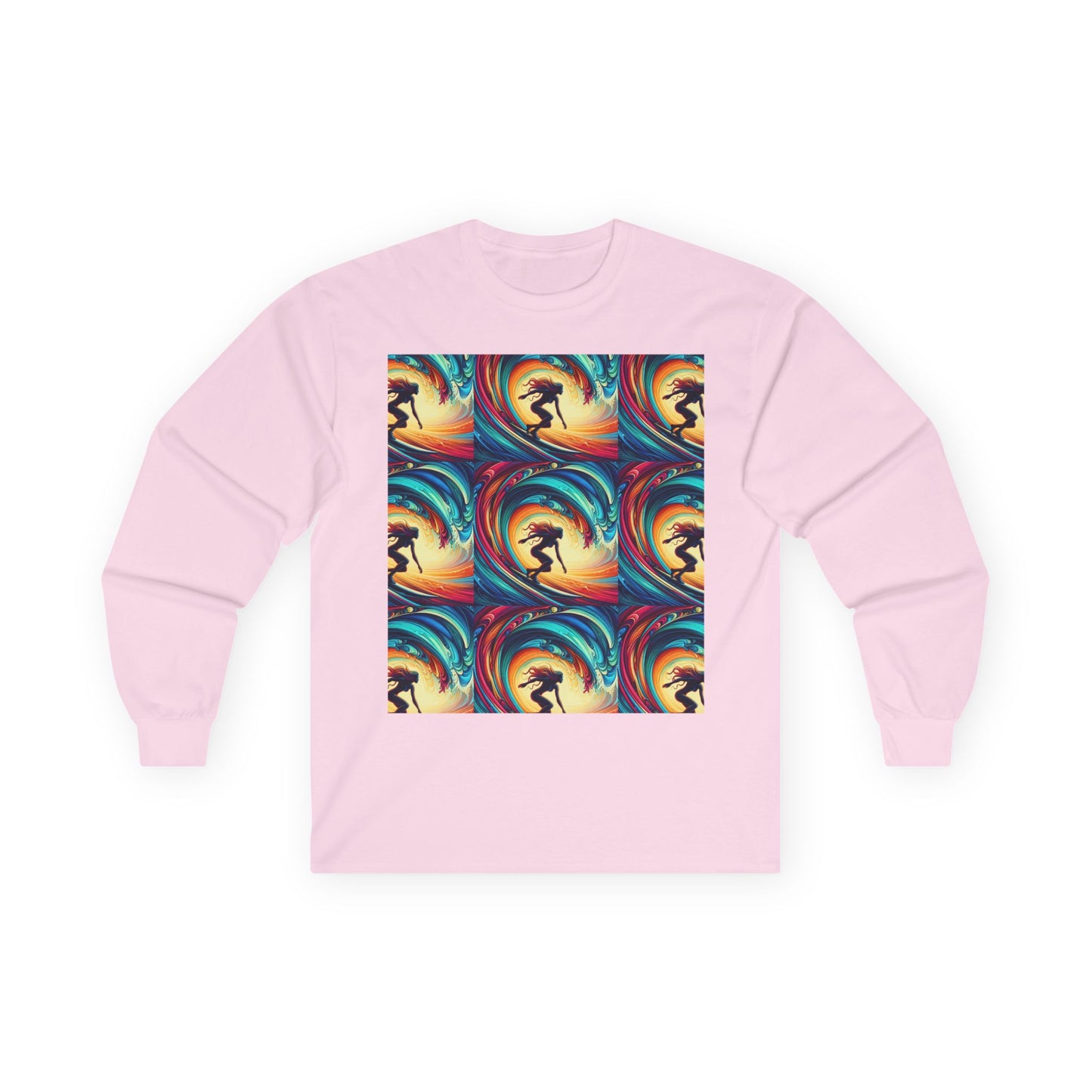Surf Vibes Unisex Long Sleeve Tee - Colorful Wave Design