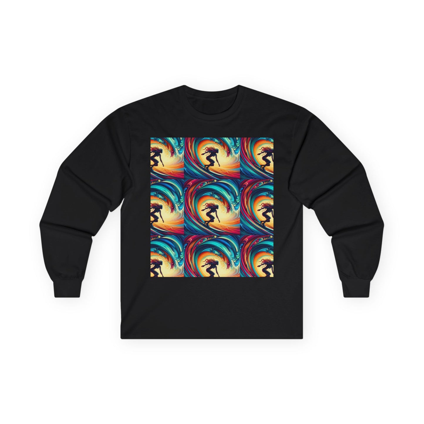 Surf Vibes Unisex Long Sleeve Tee - Colorful Wave Design