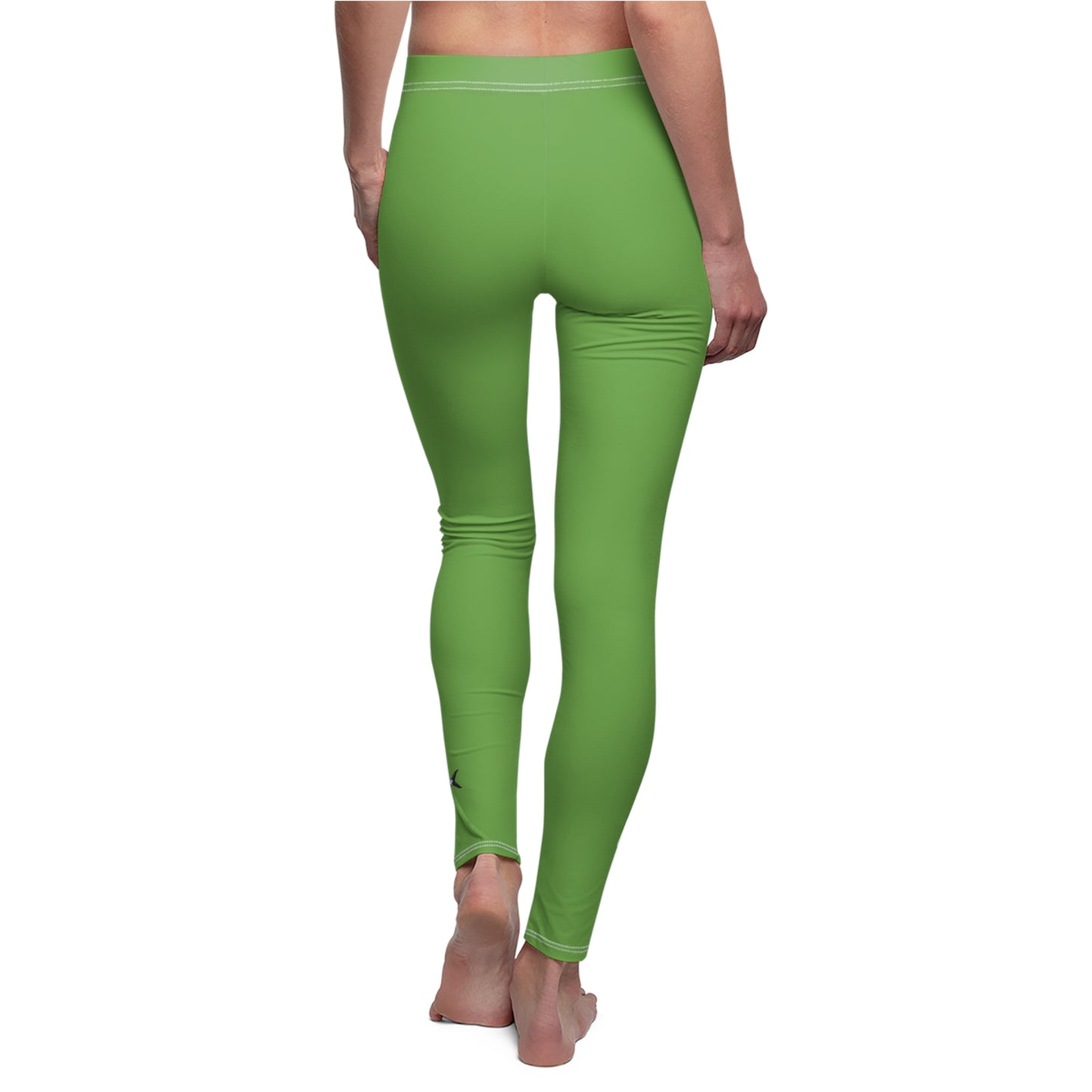 Stylish Women's Casual Leggings with Abstract Green Design
