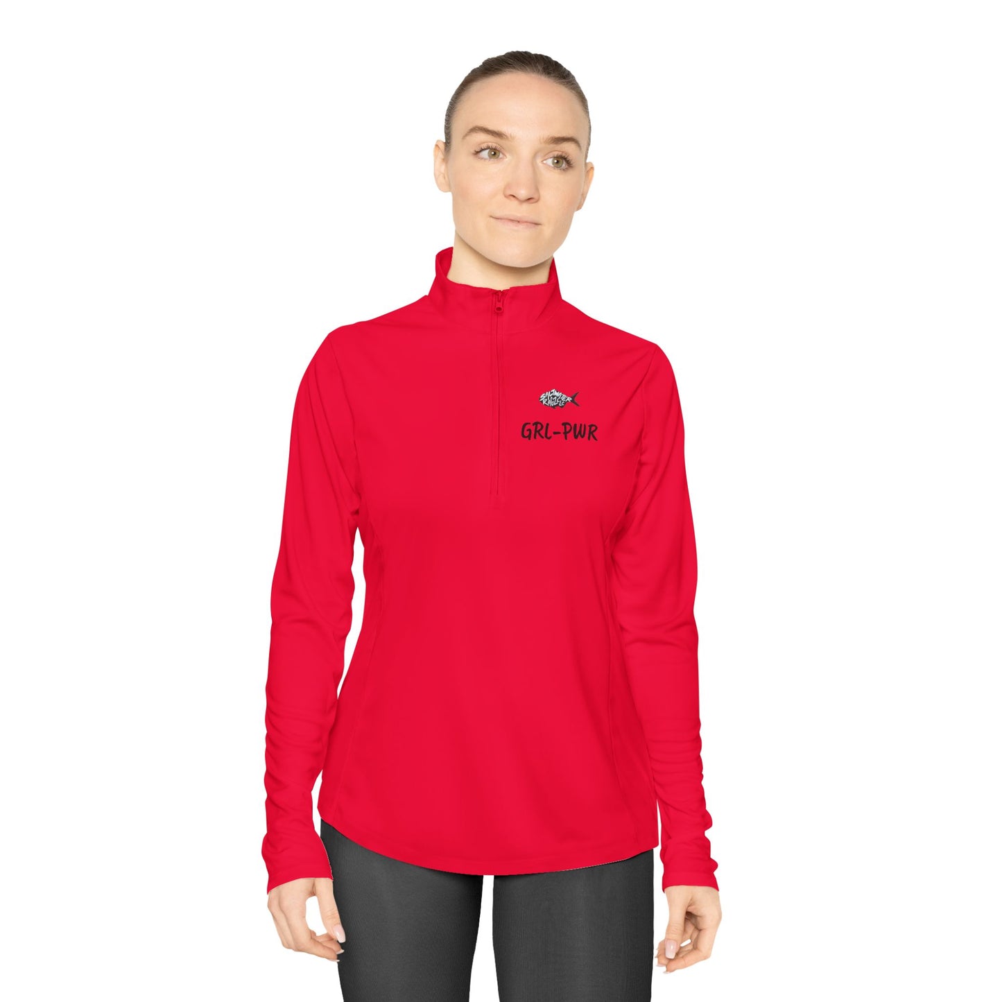 Ladies Quarter-Zip Pullover with Surf Wave Design - Perfect for Activewear & Casual Outings