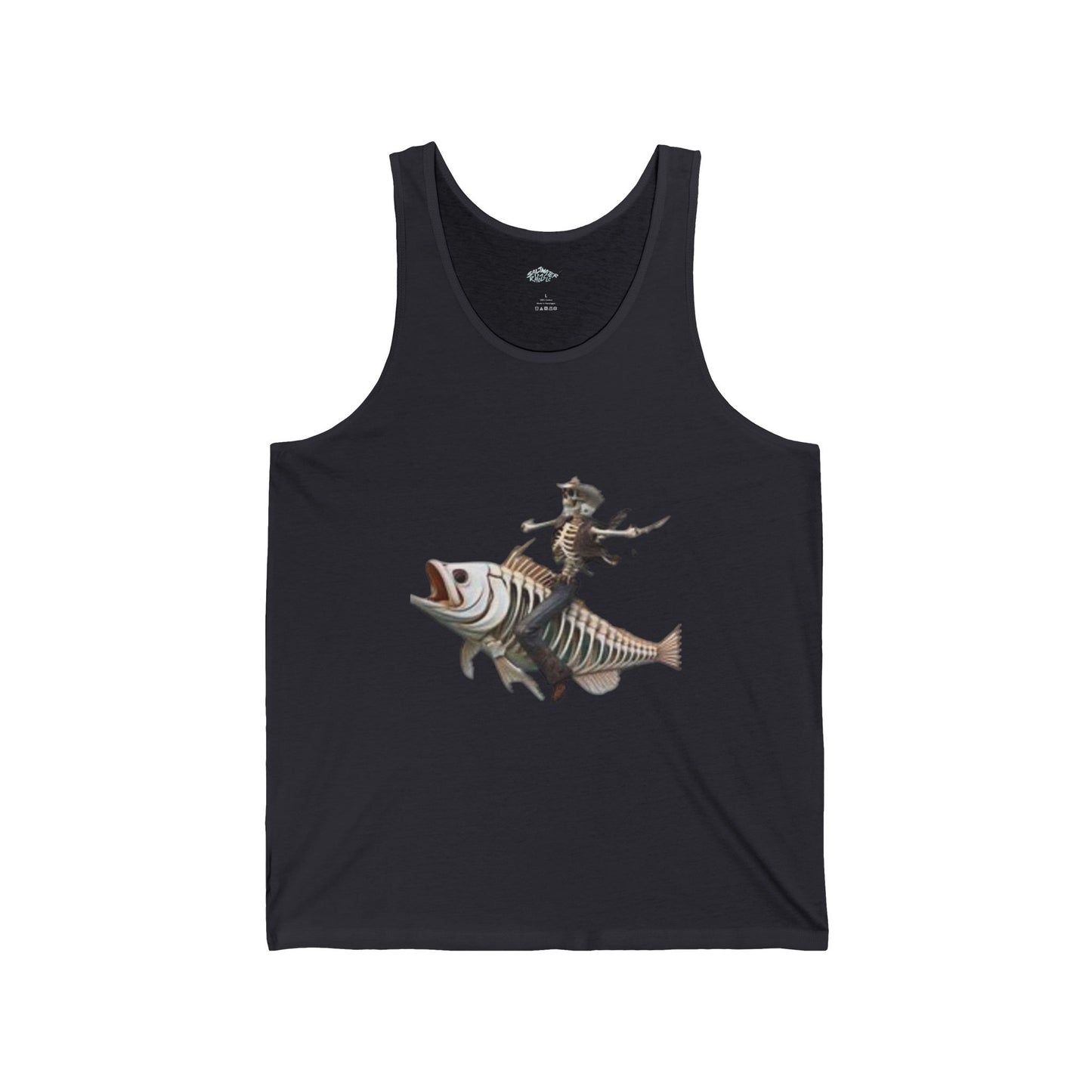 Skeleton Fish Rider Unisex Jersey Tank - Perfect for Beach and Summer Vibes