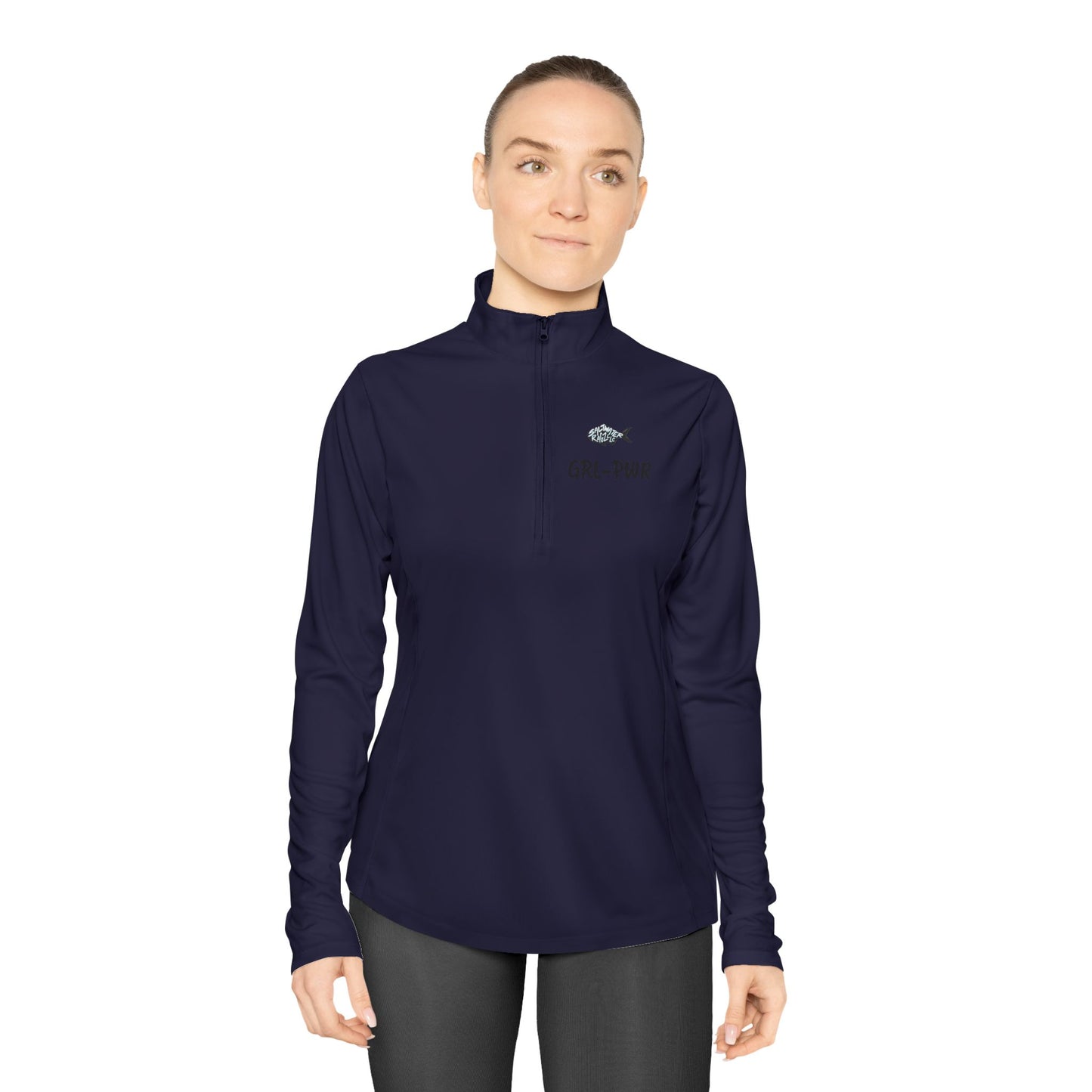 Ladies Quarter-Zip Pullover with Surf Wave Design - Perfect for Activewear & Casual Outings