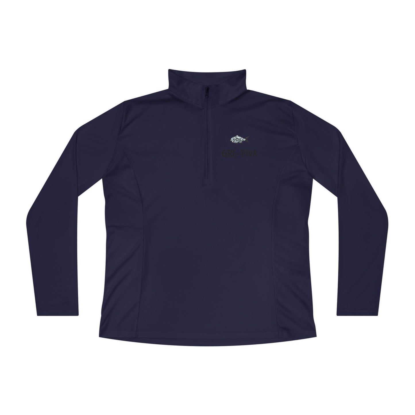 Ladies Quarter-Zip Pullover with Surf Wave Design - Perfect for Activewear & Casual Outings