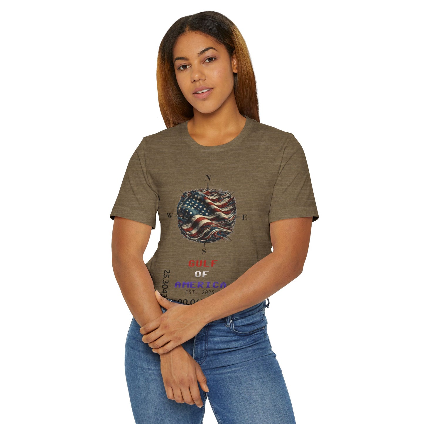 Gulf of America Unisex Jersey T-Shirt - Vintage Compass & Fish Design