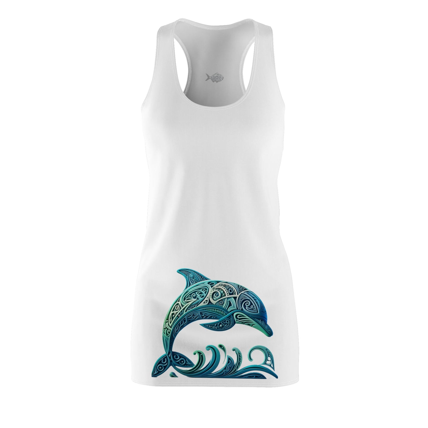 Whimsical Dolphin Design Racerback Dress for Women - Perfect for Beach Days & Summer Celebrations
