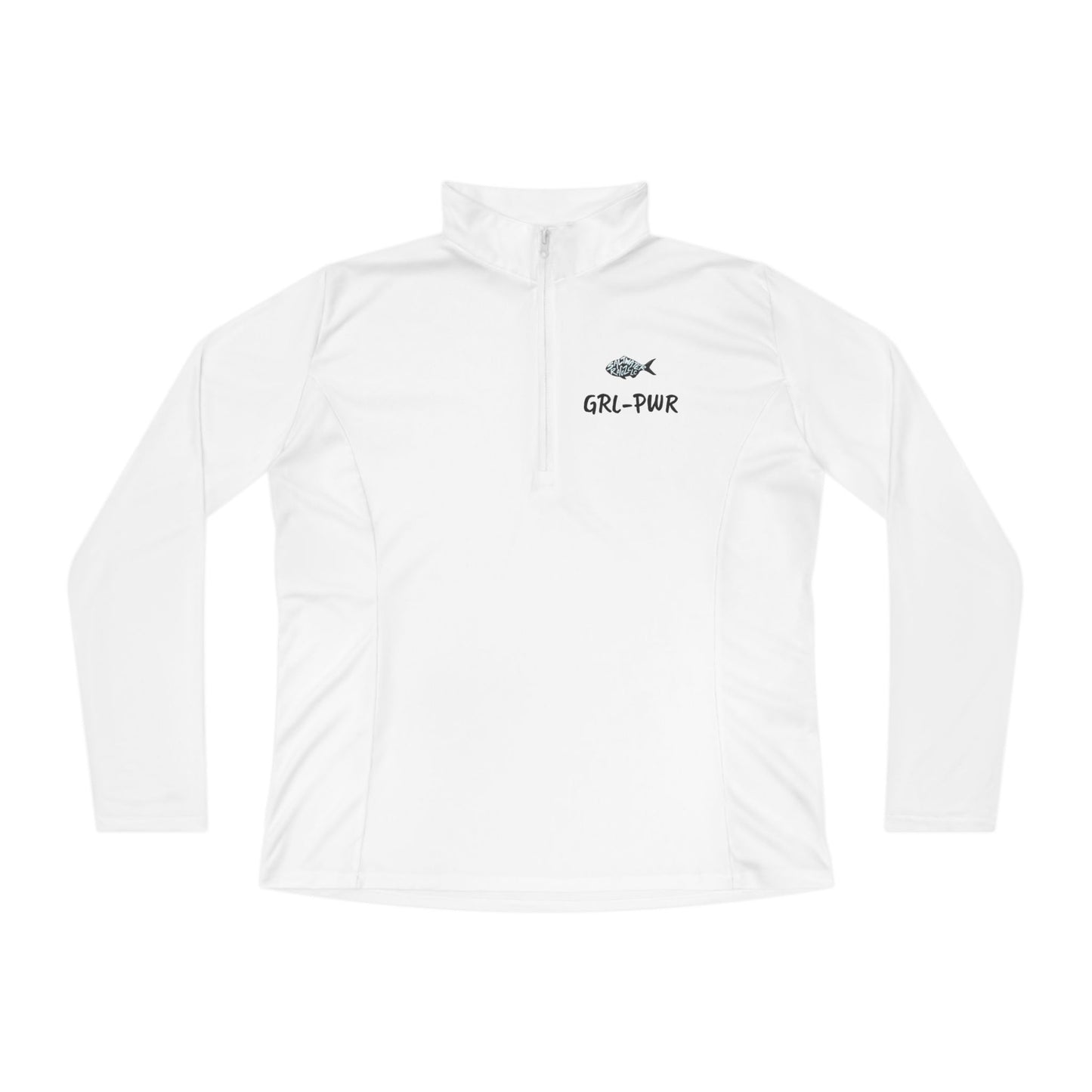 Ladies Quarter-Zip Pullover with Surf Wave Design - Perfect for Activewear & Casual Outings