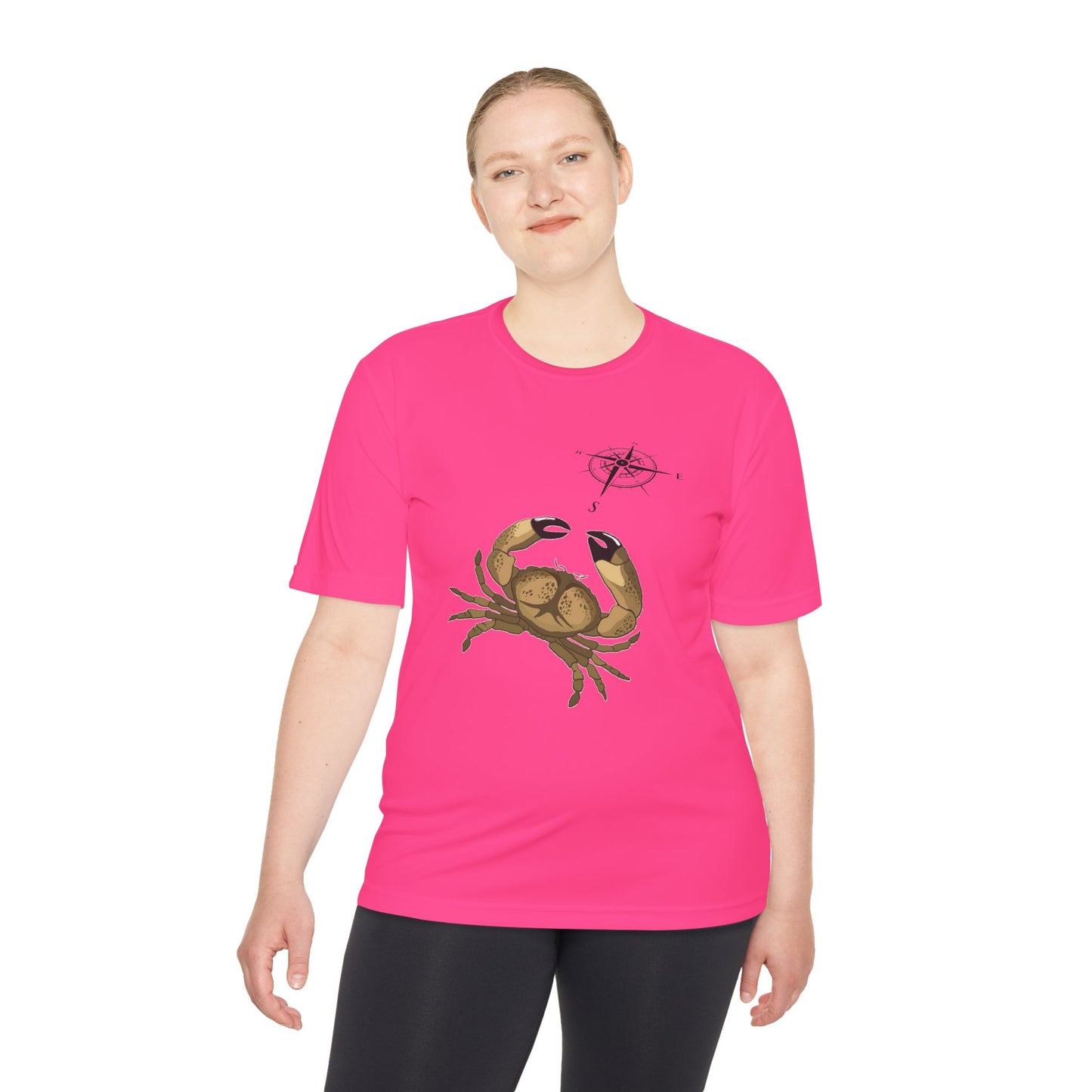 Coastal Adventure Unisex Moisture Wicking Tee - Crab & Fish Design
