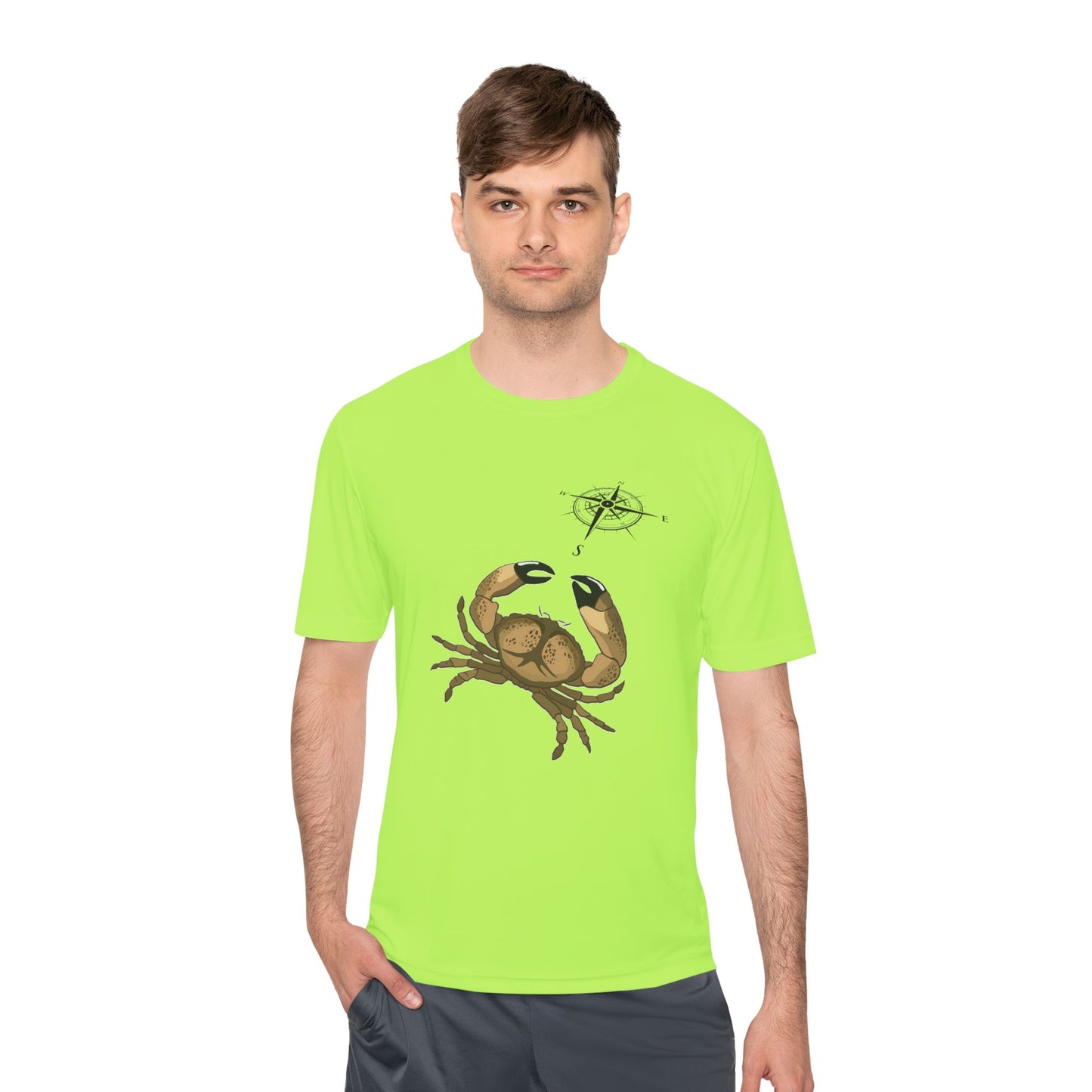 Coastal Adventure Unisex Moisture Wicking Tee - Crab & Fish Design