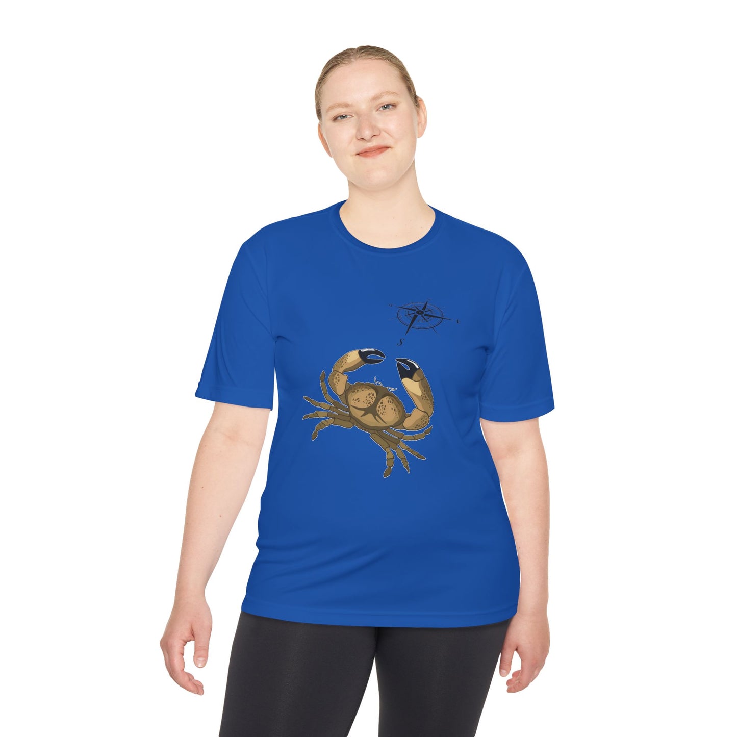 Coastal Adventure Unisex Moisture Wicking Tee - Crab & Fish Design