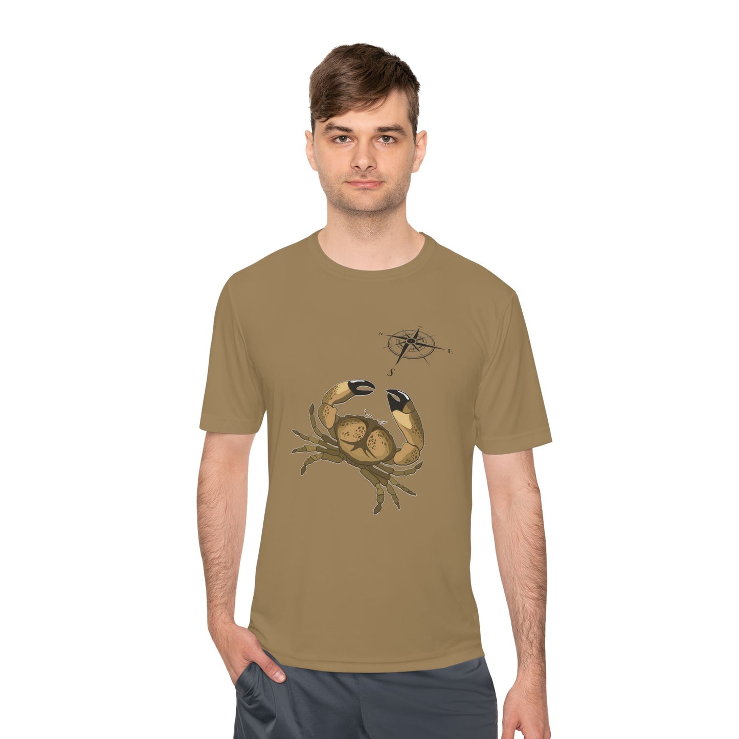 Coastal Adventure Unisex Moisture Wicking Tee - Crab & Fish Design