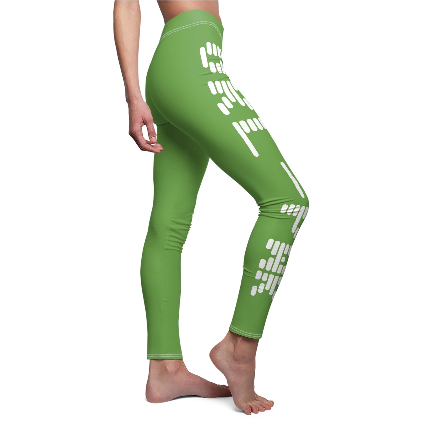 Stylish Women's Casual Leggings with Abstract Green Design