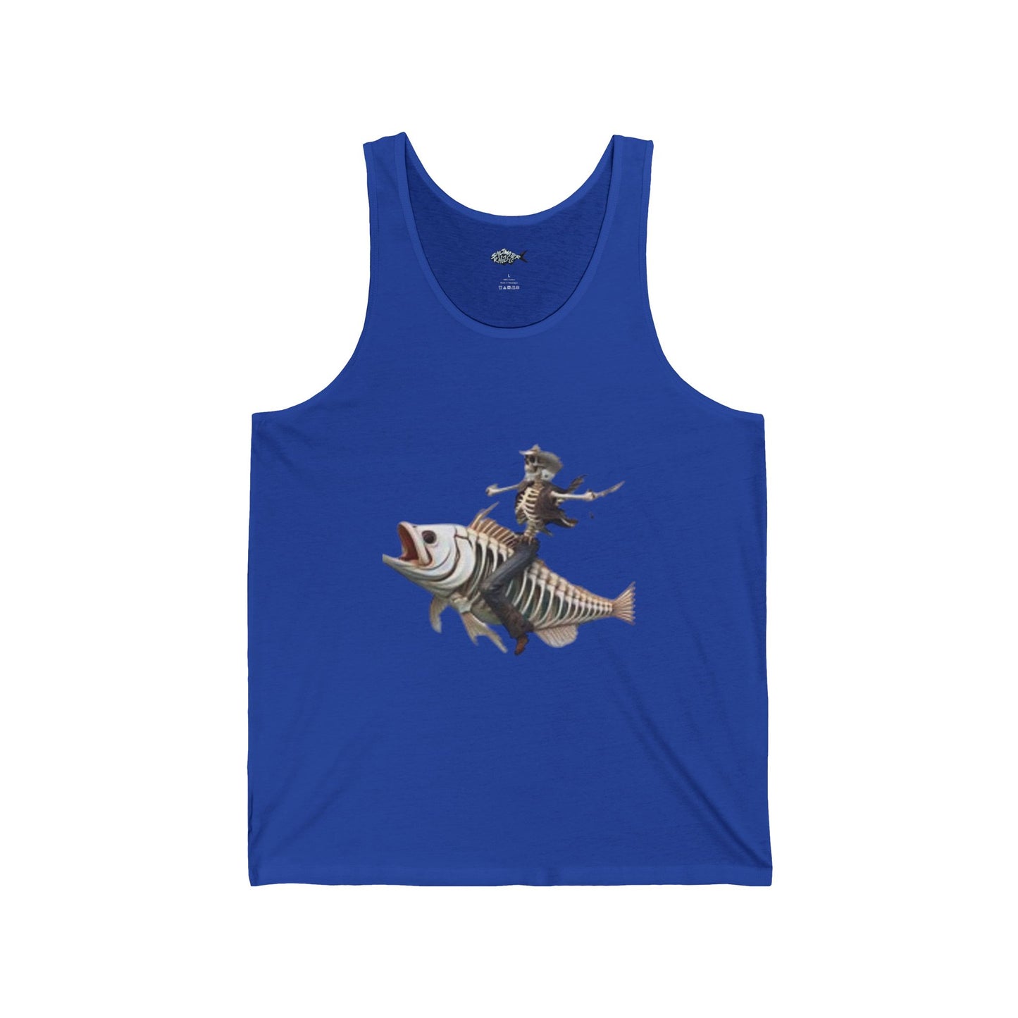Skeleton Fish Rider Unisex Jersey Tank - Perfect for Beach and Summer Vibes