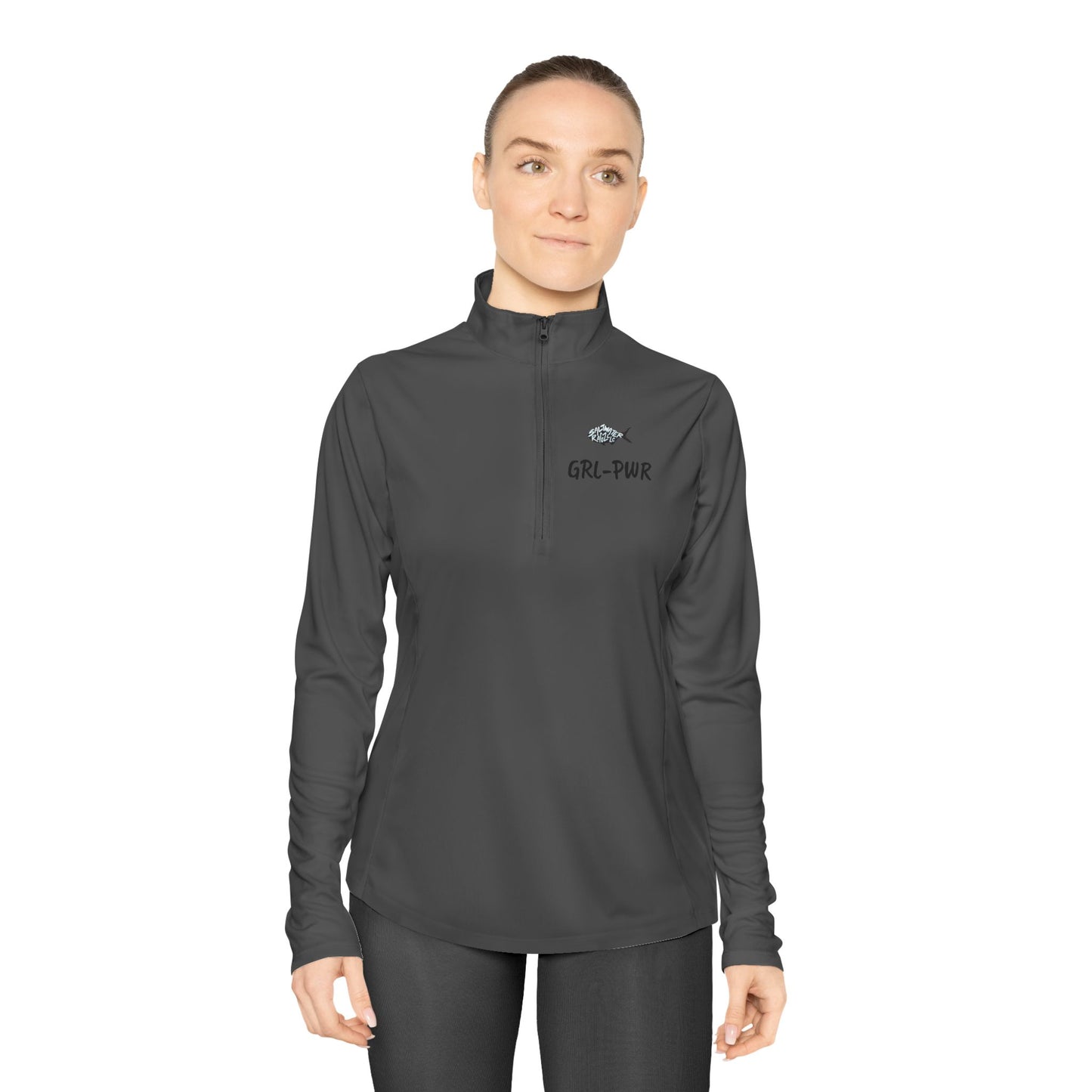 Ladies Quarter-Zip Pullover with Surf Wave Design - Perfect for Activewear & Casual Outings