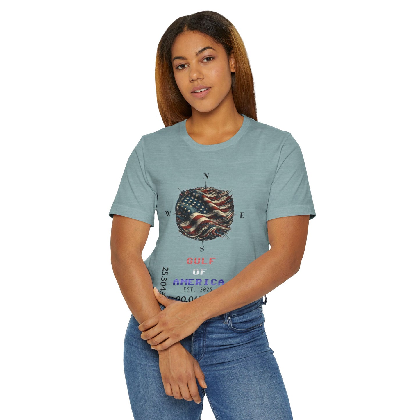 Gulf of America Unisex Jersey T-Shirt - Vintage Compass & Fish Design