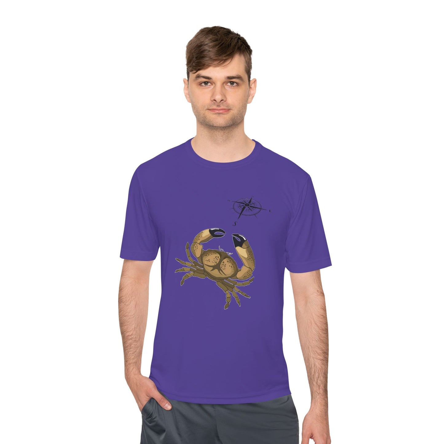 Coastal Adventure Unisex Moisture Wicking Tee - Crab & Fish Design