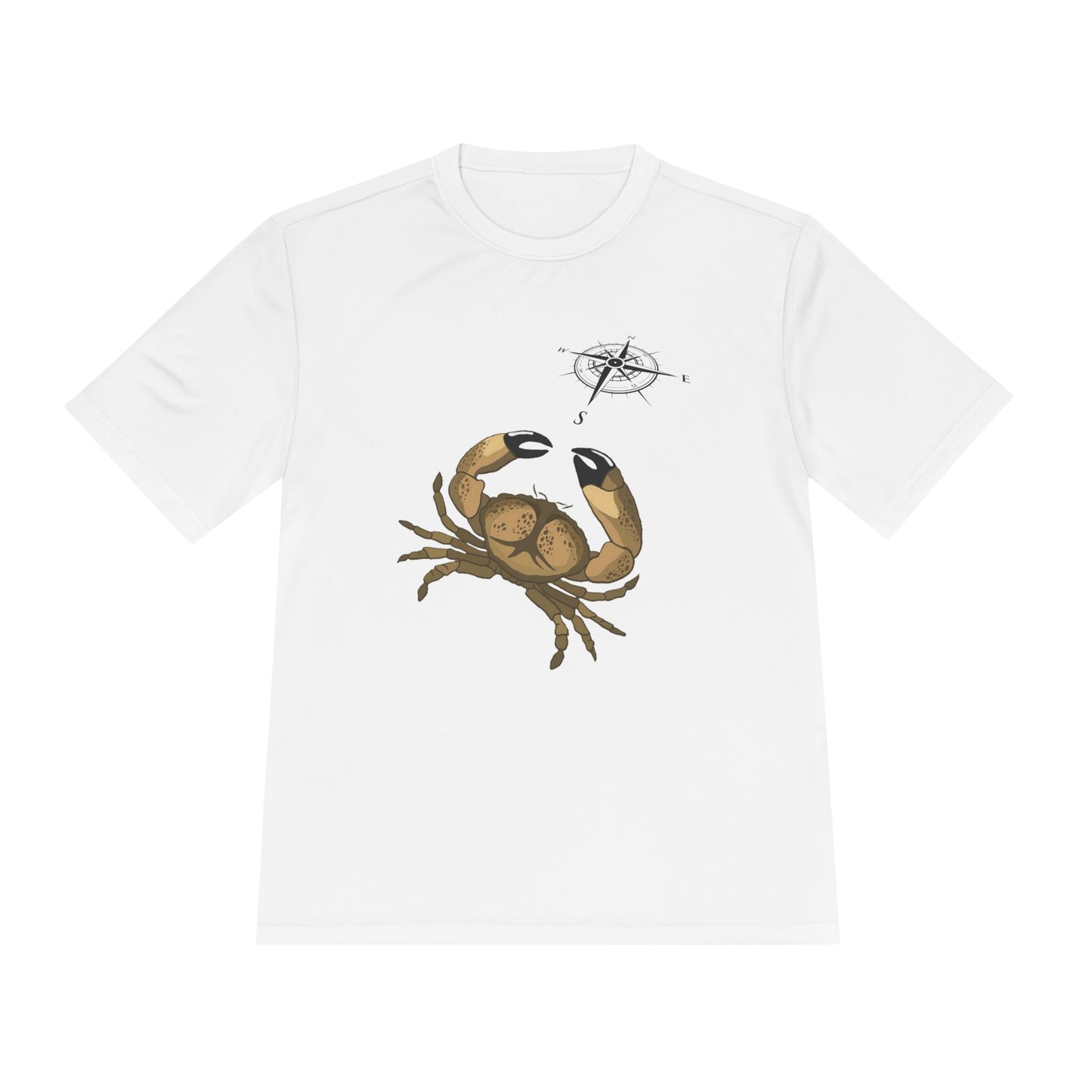 Coastal Adventure Unisex Moisture Wicking Tee - Crab & Fish Design
