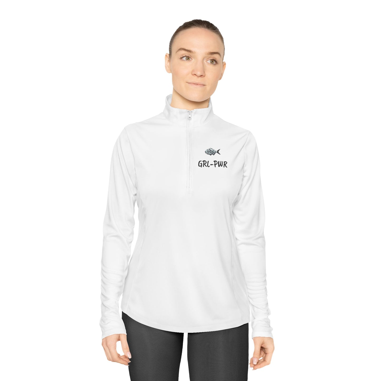 Ladies Quarter-Zip Pullover with Surf Wave Design - Perfect for Activewear & Casual Outings
