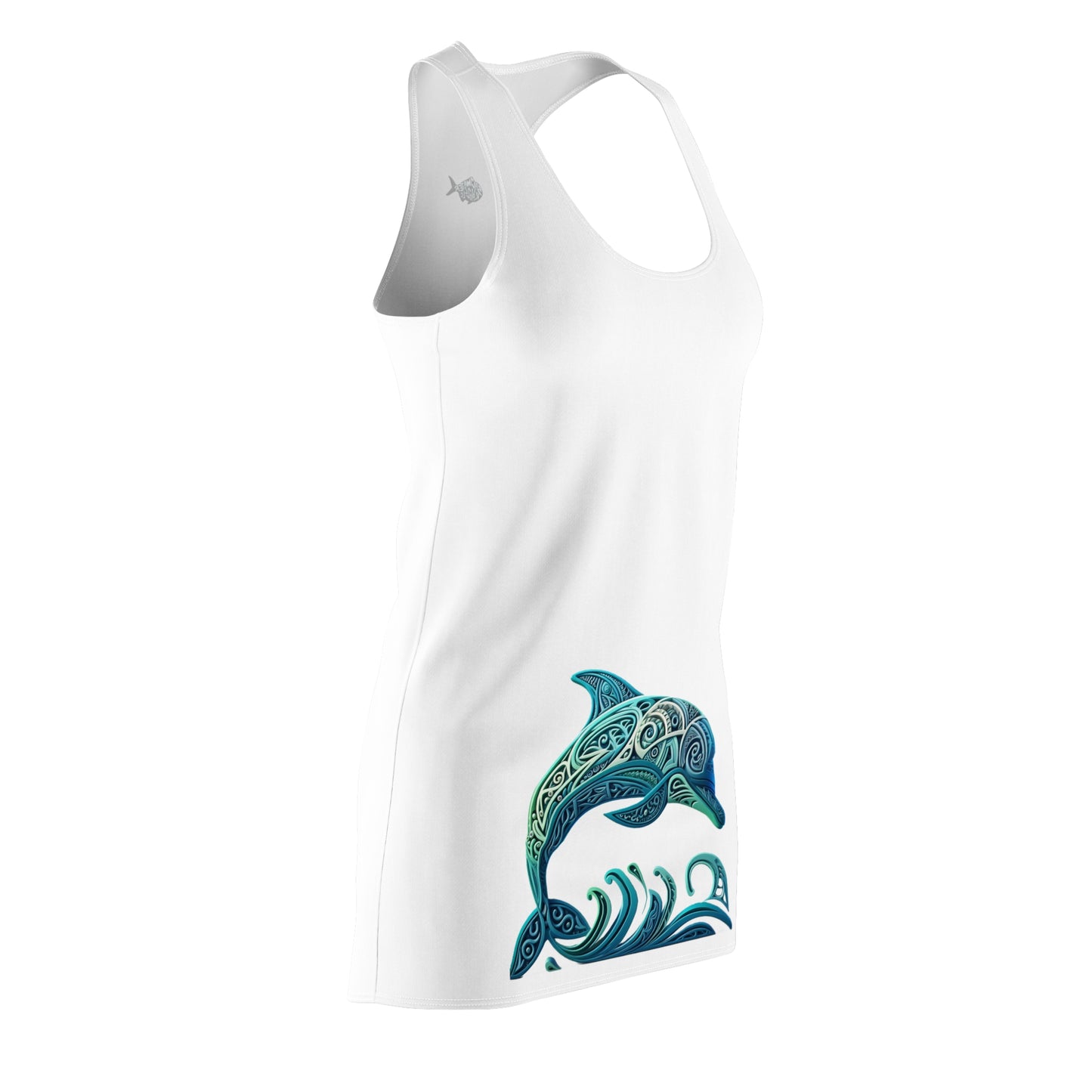 Whimsical Dolphin Design Racerback Dress for Women - Perfect for Beach Days & Summer Celebrations