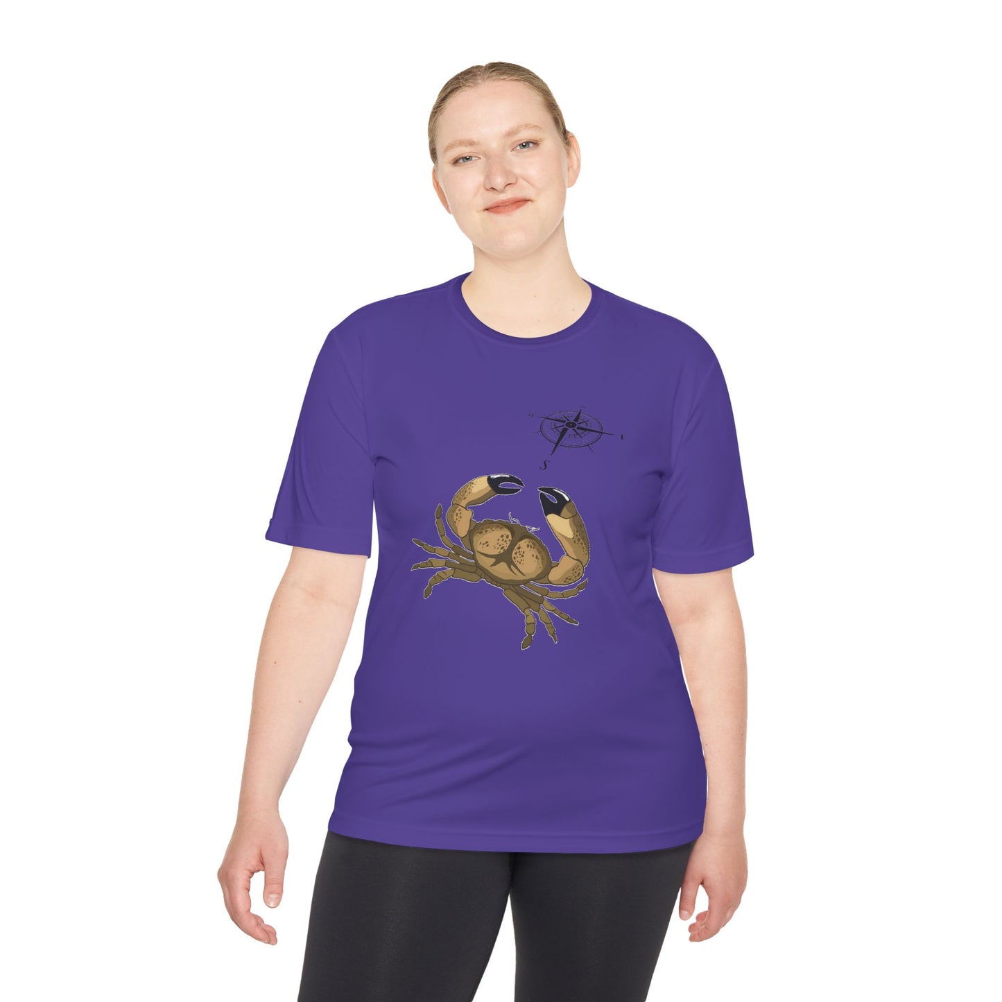 Coastal Adventure Unisex Moisture Wicking Tee - Crab & Fish Design