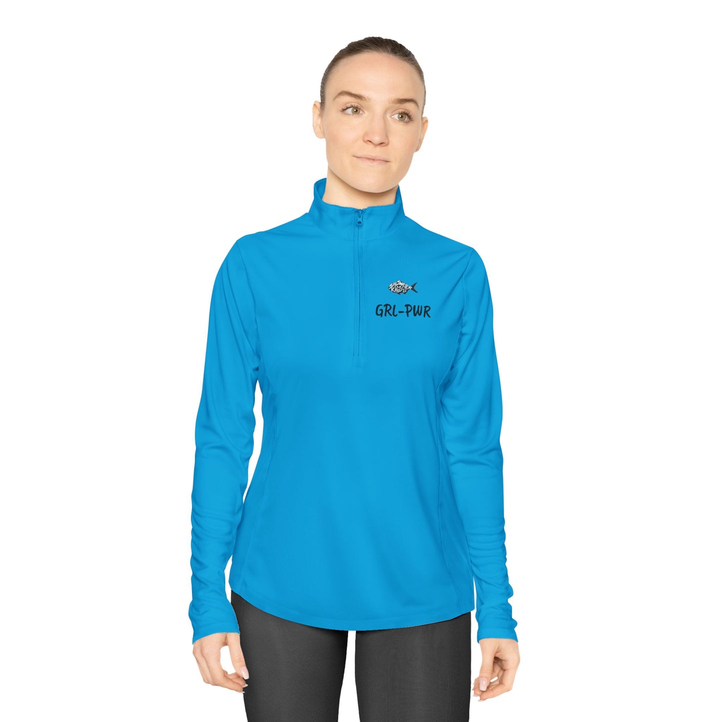 Ladies Quarter-Zip Pullover with Surf Wave Design - Perfect for Activewear & Casual Outings