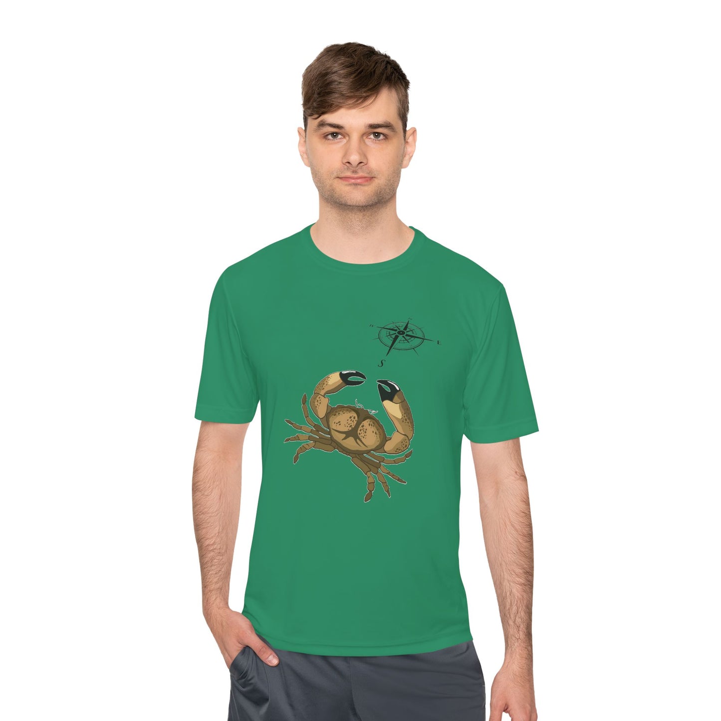Coastal Adventure Unisex Moisture Wicking Tee - Crab & Fish Design