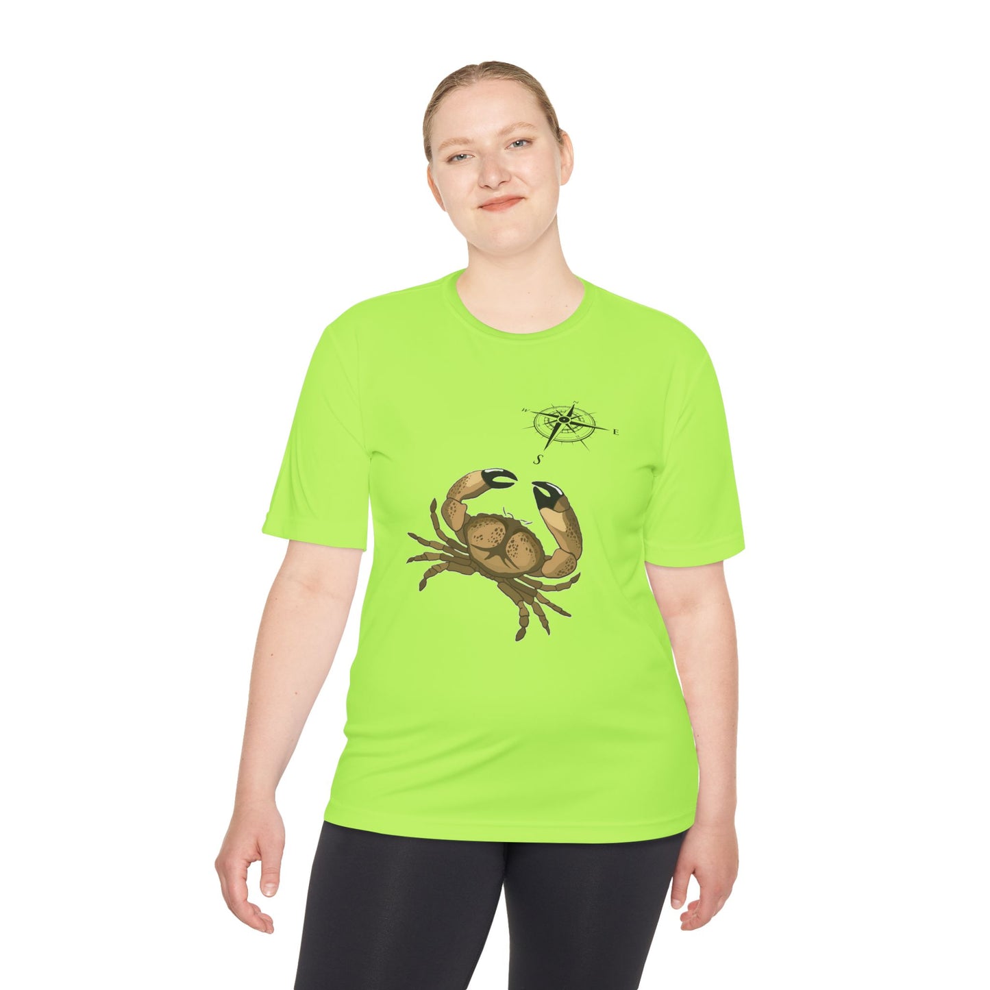 Coastal Adventure Unisex Moisture Wicking Tee - Crab & Fish Design