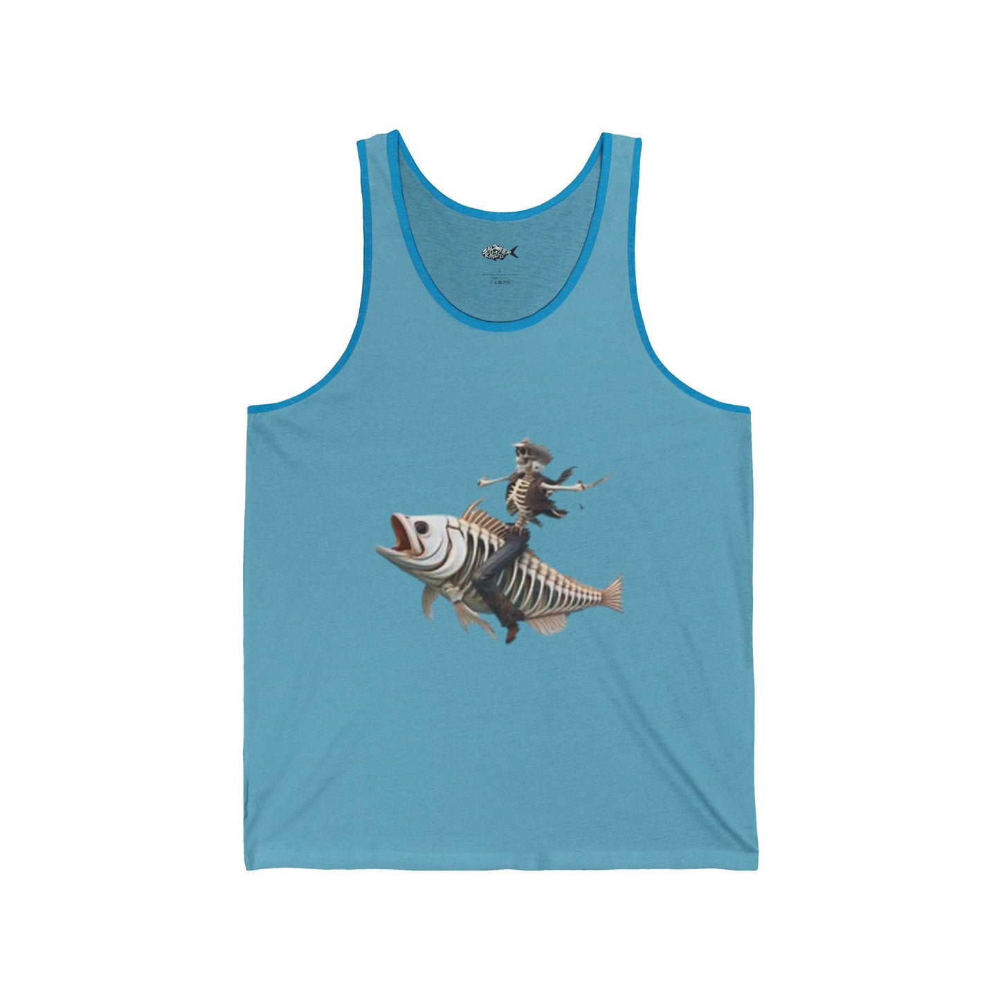 Skeleton Fish Rider Unisex Jersey Tank - Perfect for Beach and Summer Vibes