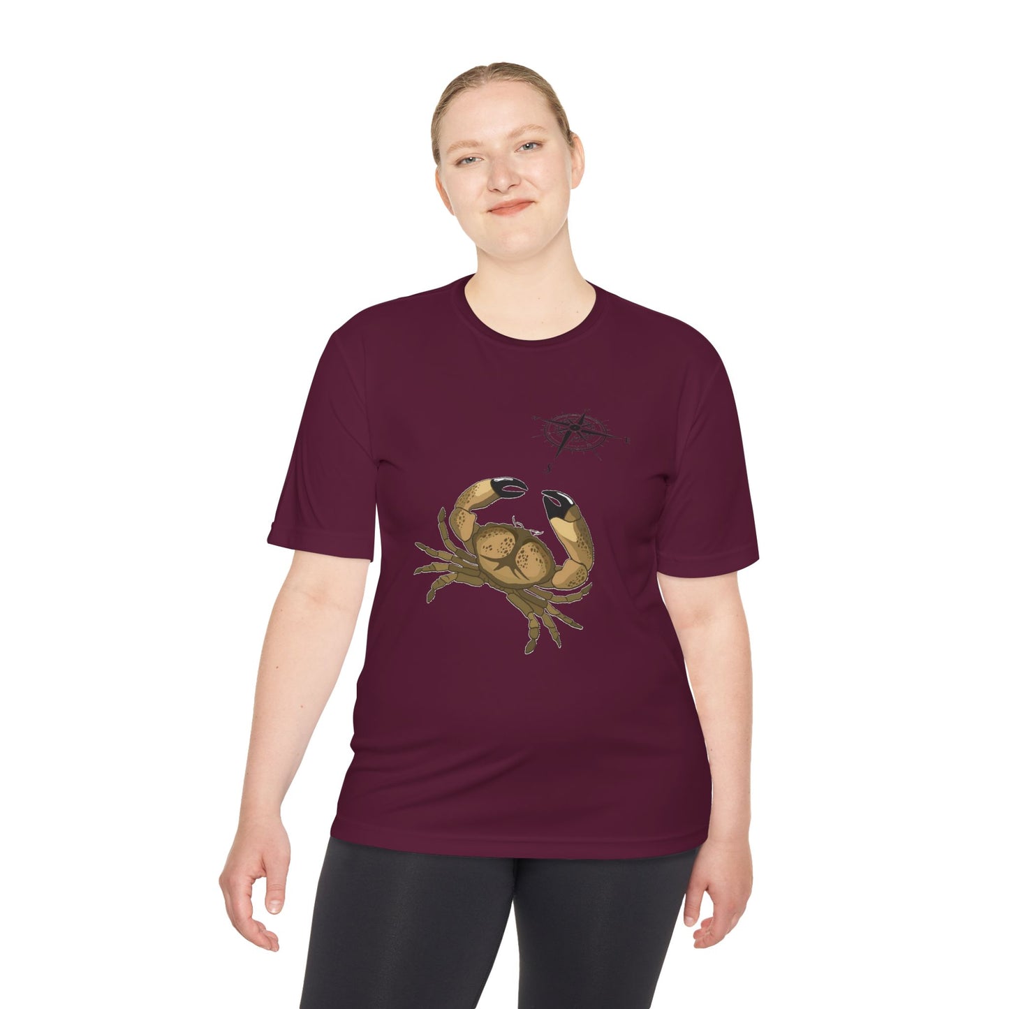 Coastal Adventure Unisex Moisture Wicking Tee - Crab & Fish Design