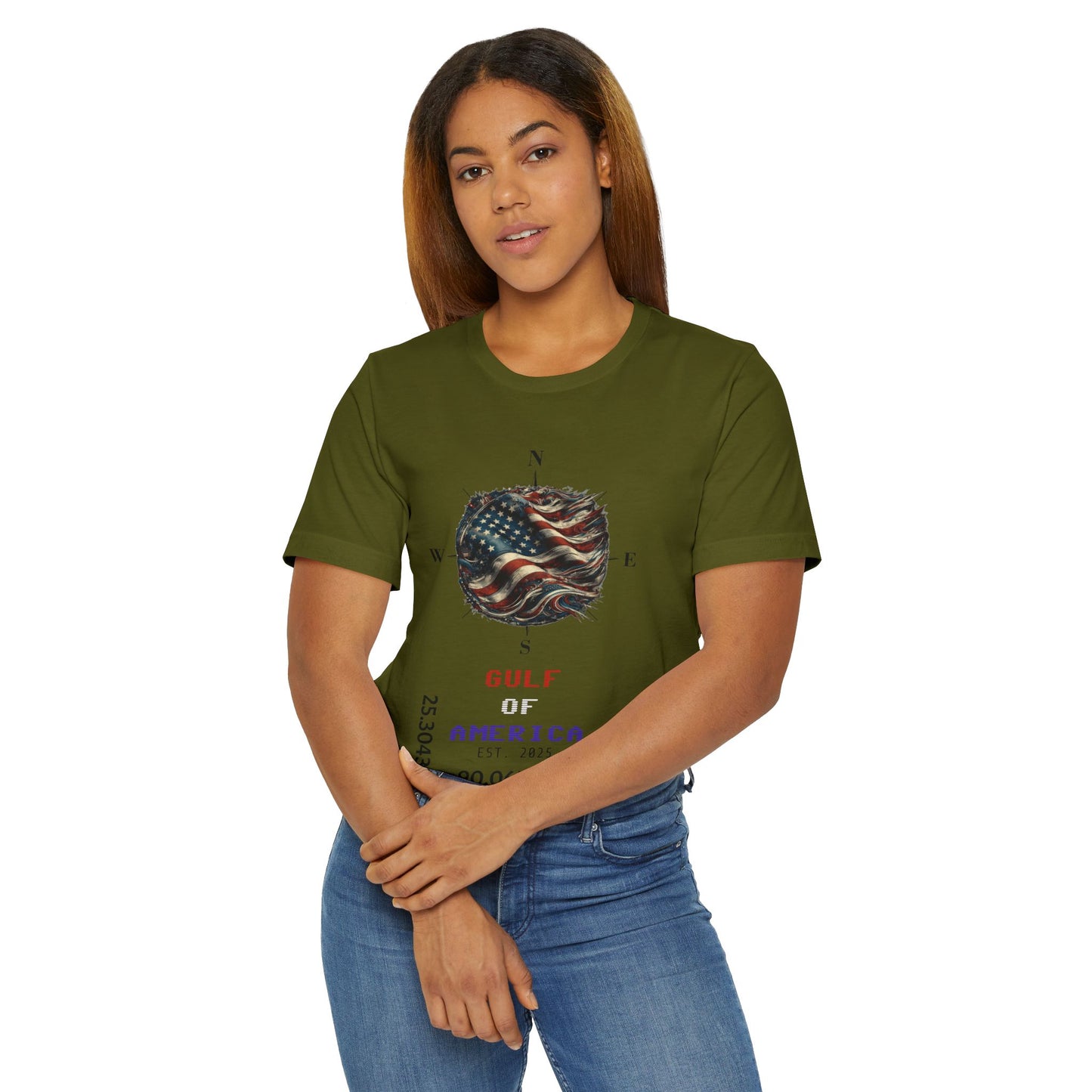 Gulf of America Unisex Jersey T-Shirt - Vintage Compass & Fish Design