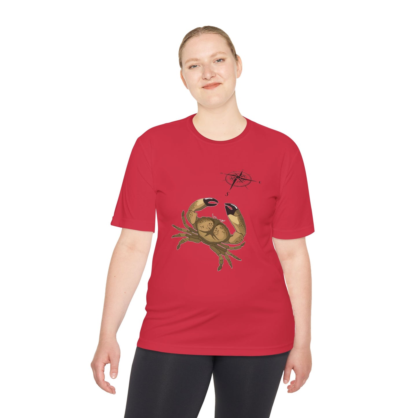 Coastal Adventure Unisex Moisture Wicking Tee - Crab & Fish Design
