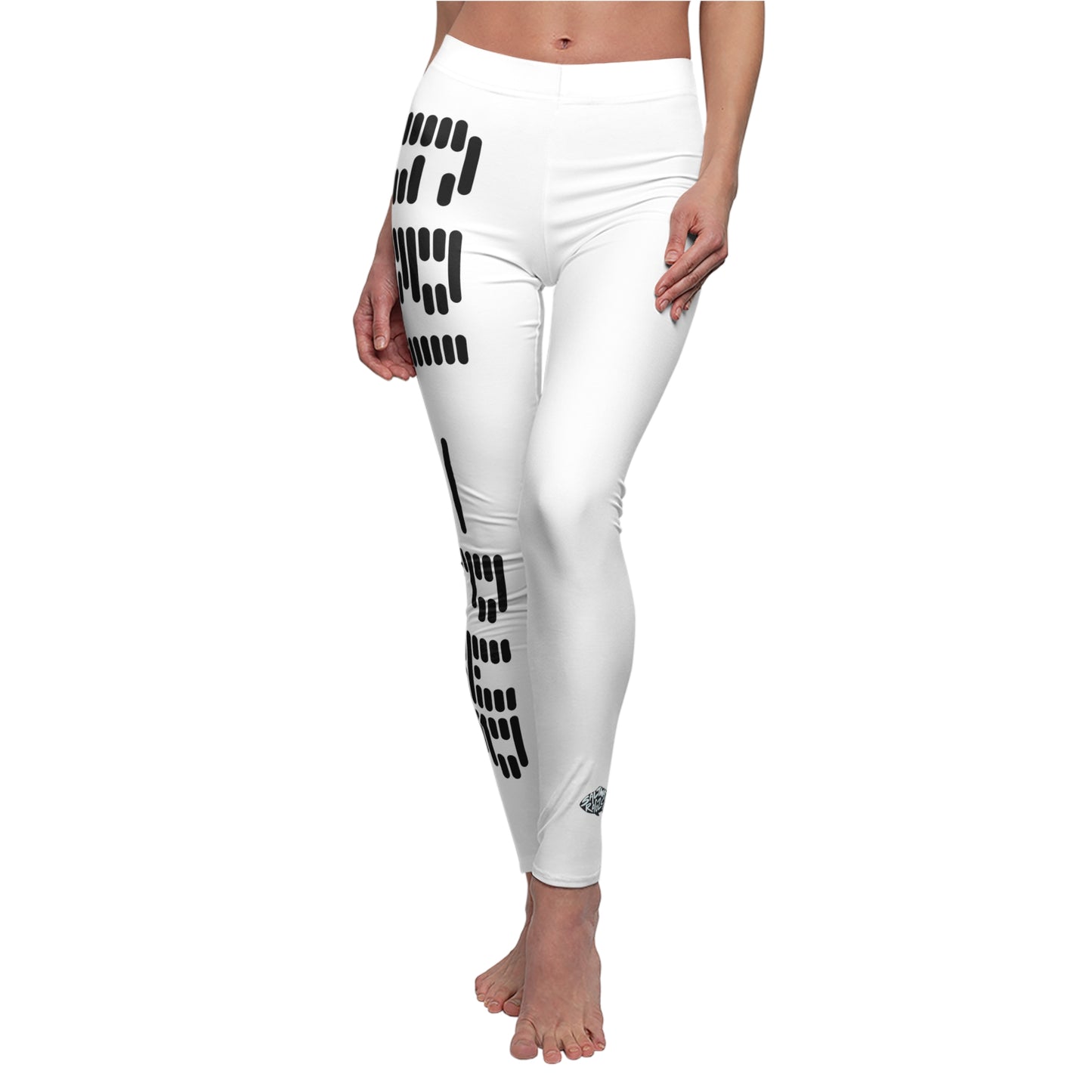 Stylish Women's Casual Leggings with Abstract White Design