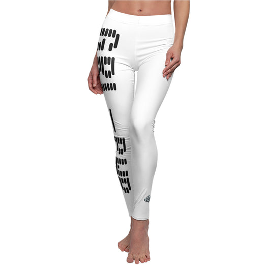 Stylish Women's Casual Leggings with Abstract White Design