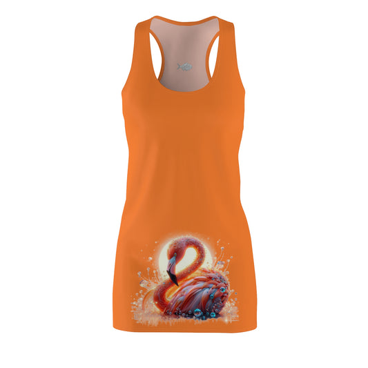 Whimsical Flamingo Design Racerback Dress for Women - Perfect for Beach Days & Summer Celebrations
