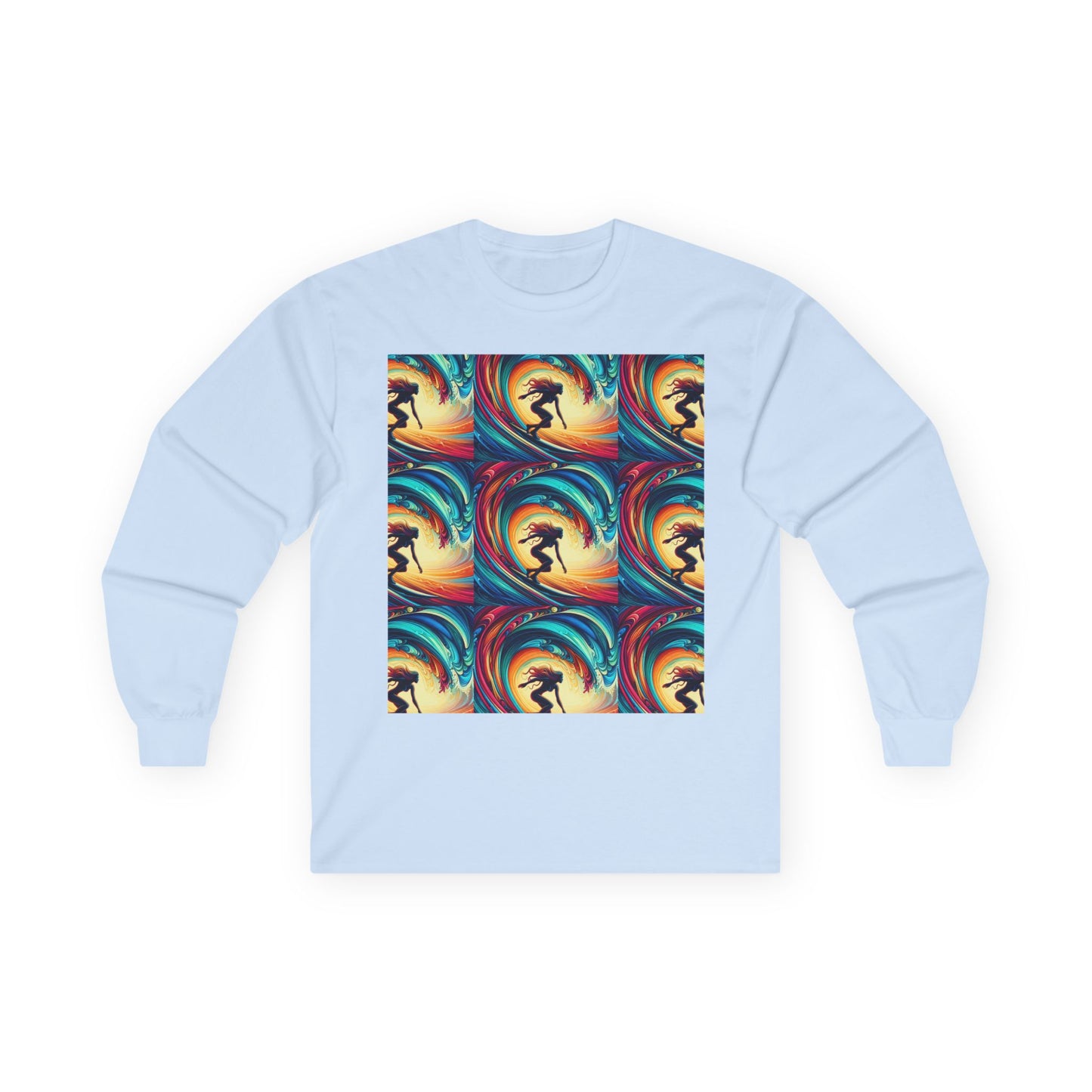 Surf Vibes Unisex Long Sleeve Tee - Colorful Wave Design