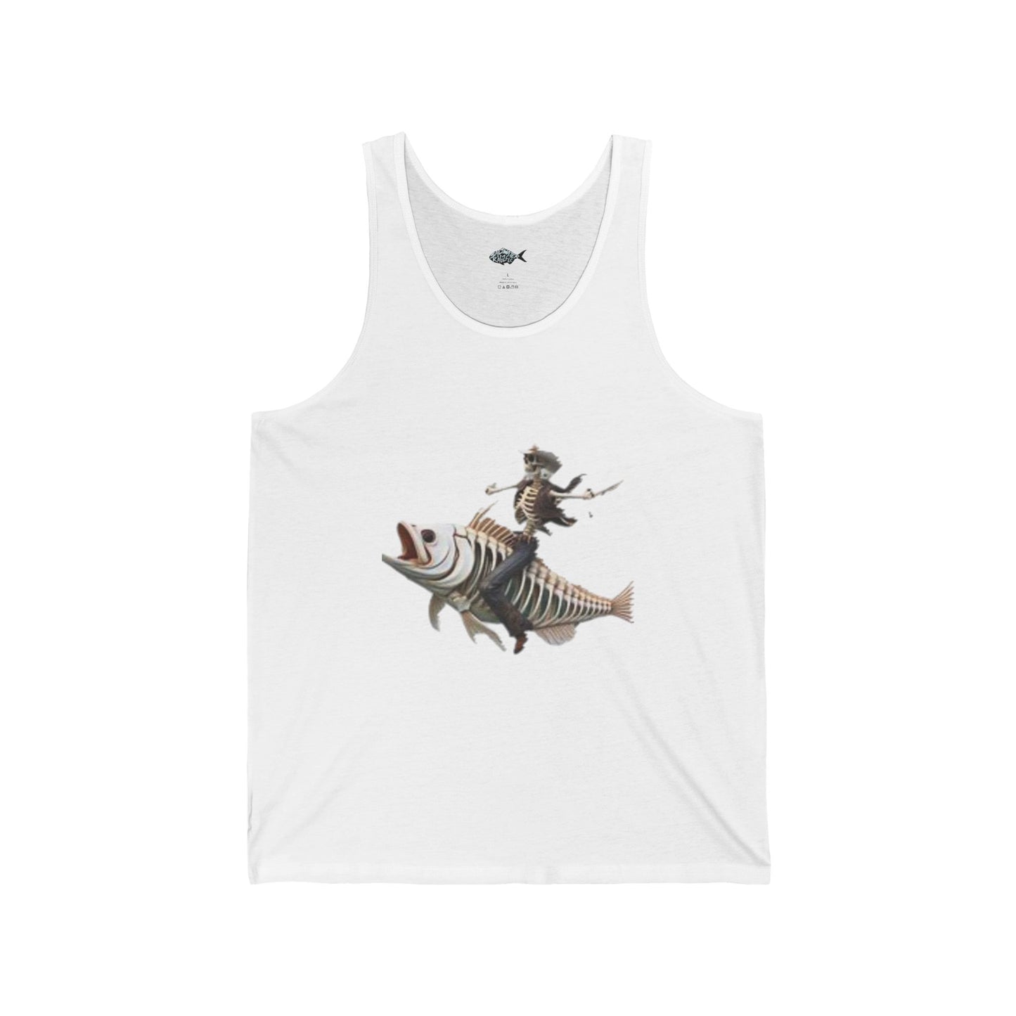 Skeleton Fish Rider Unisex Jersey Tank - Perfect for Beach and Summer Vibes