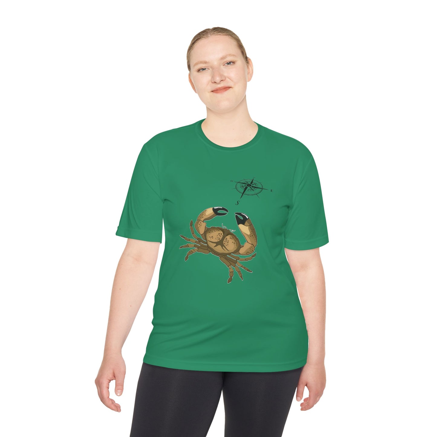 Coastal Adventure Unisex Moisture Wicking Tee - Crab & Fish Design