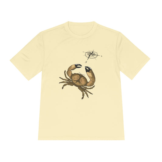 Coastal Adventure Unisex Moisture Wicking Tee - Crab & Fish Design