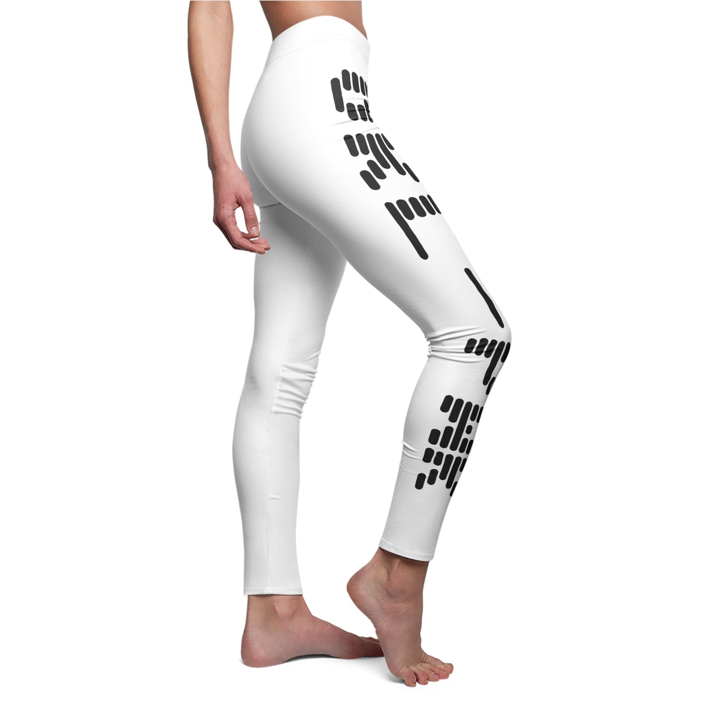 Stylish Women's Casual Leggings with Abstract White Design