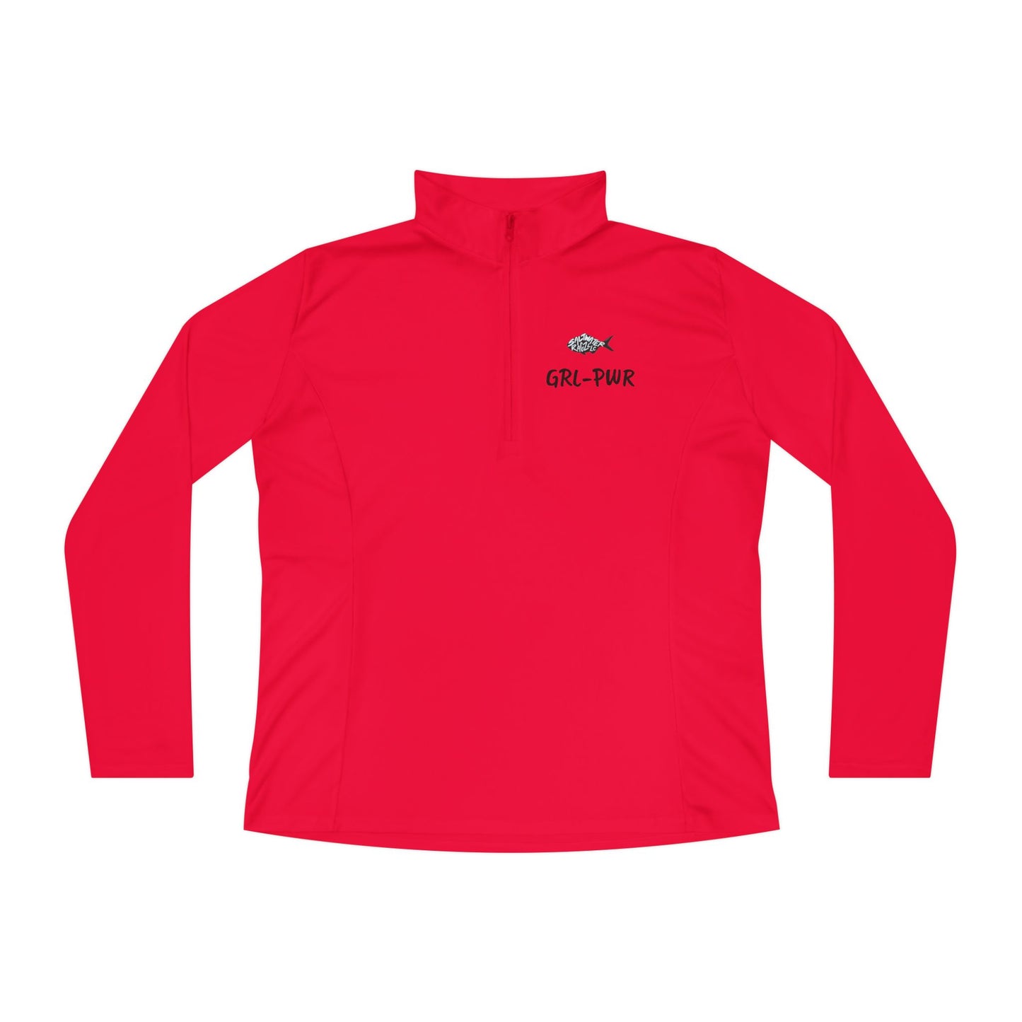 Ladies Quarter-Zip Pullover with Surf Wave Design - Perfect for Activewear & Casual Outings