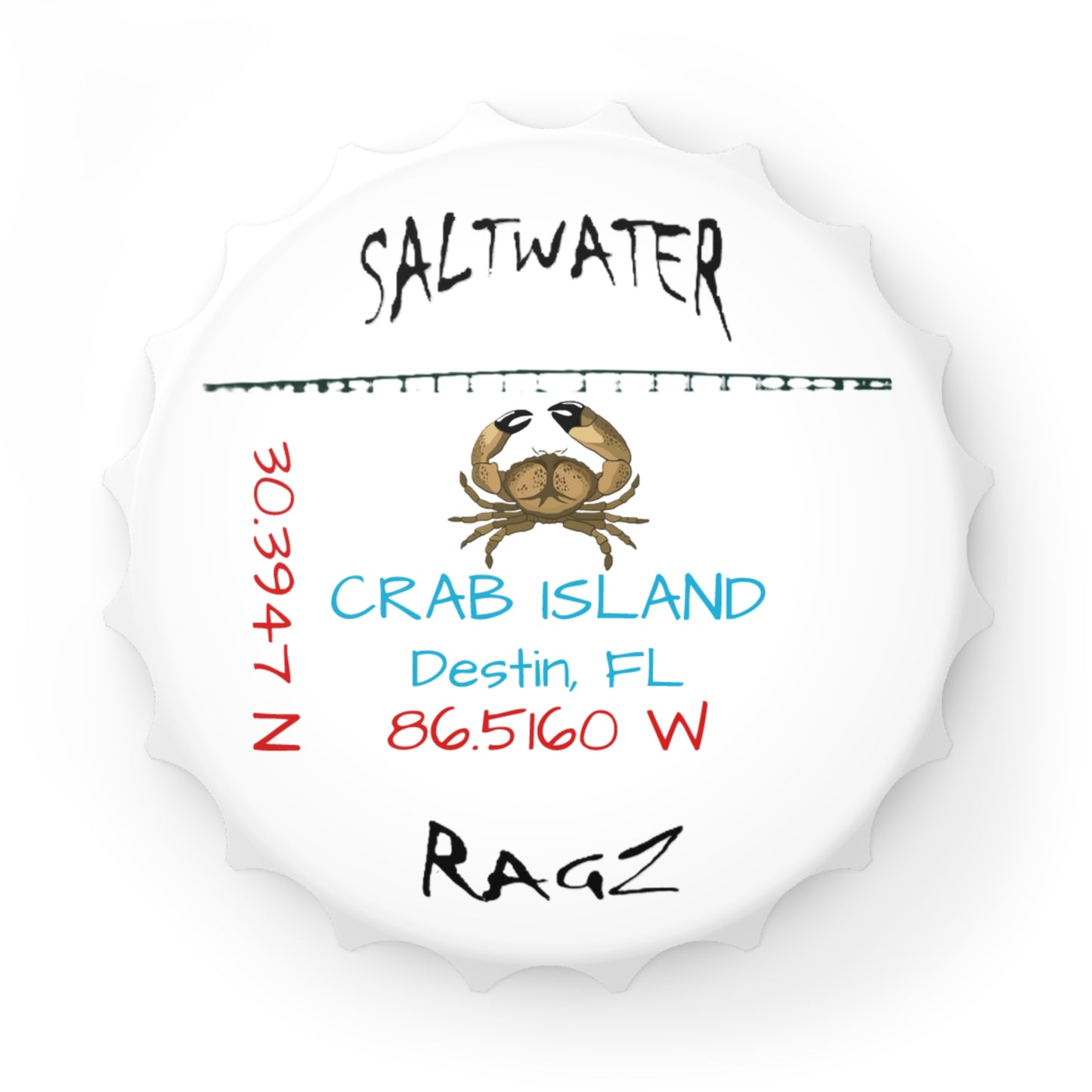 Personalized Crab Island Bottle Opener - Perfect for Beach Lovers and Seafood Enthusiasts