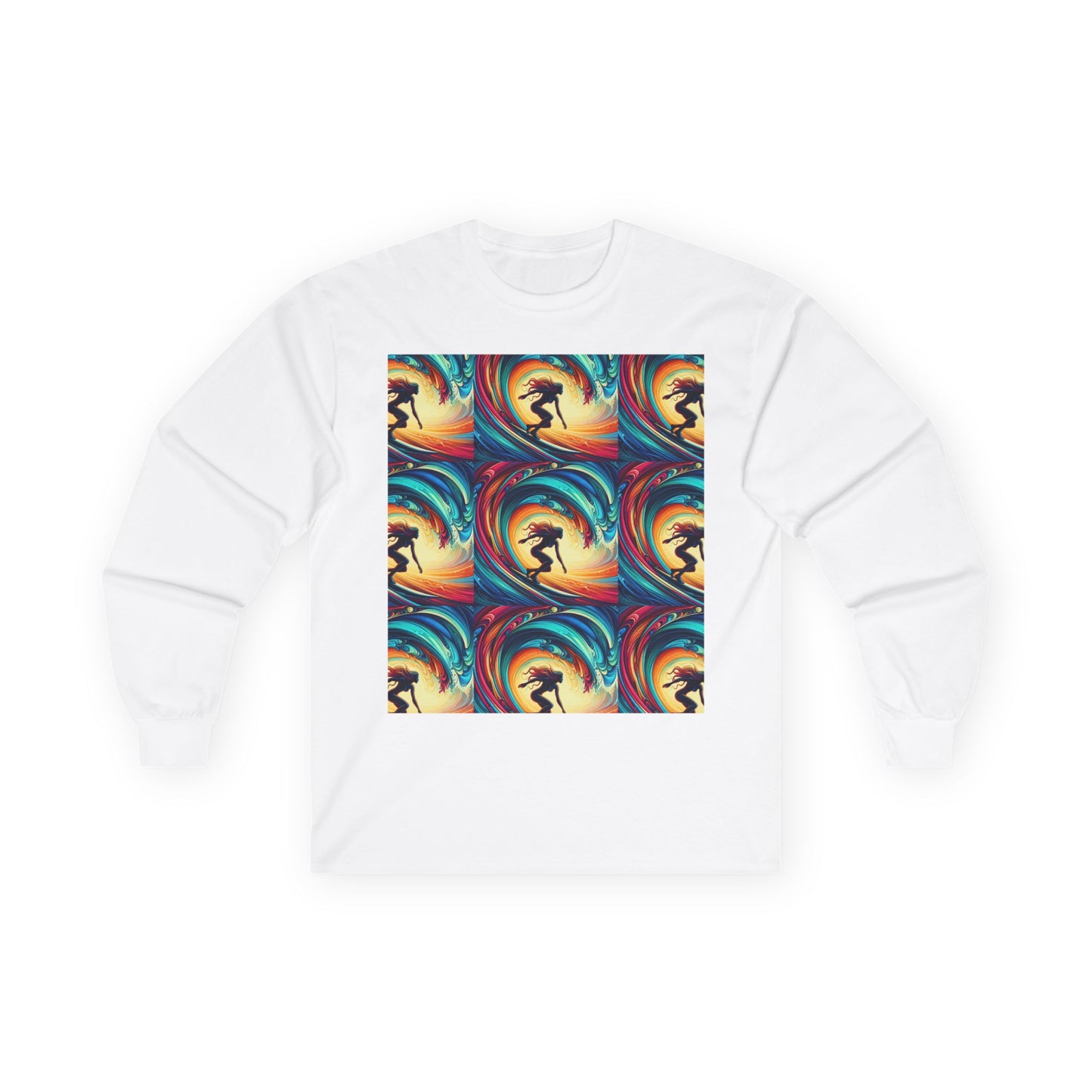 Surf Vibes Unisex Long Sleeve Tee - Colorful Wave Design