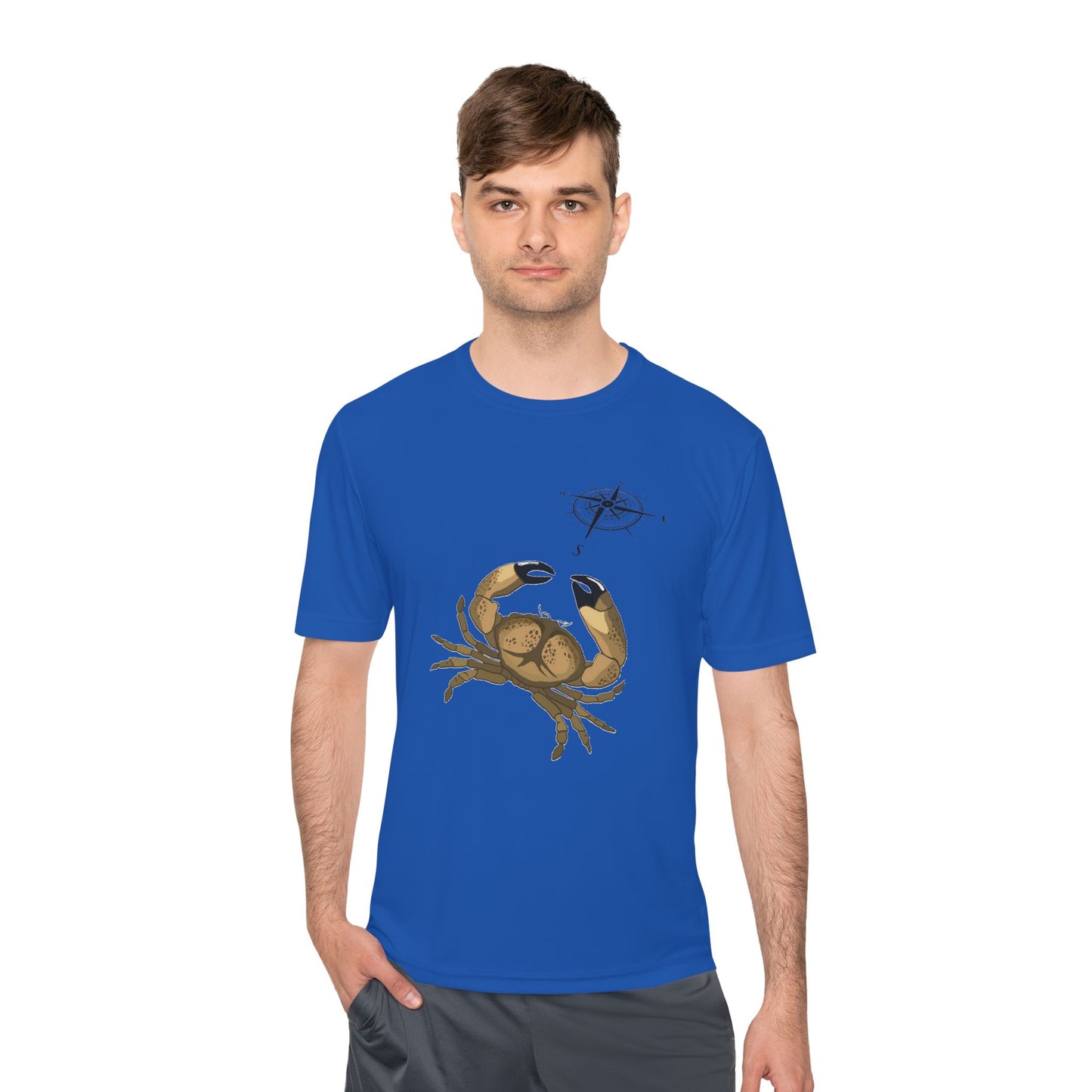 Coastal Adventure Unisex Moisture Wicking Tee - Crab & Fish Design