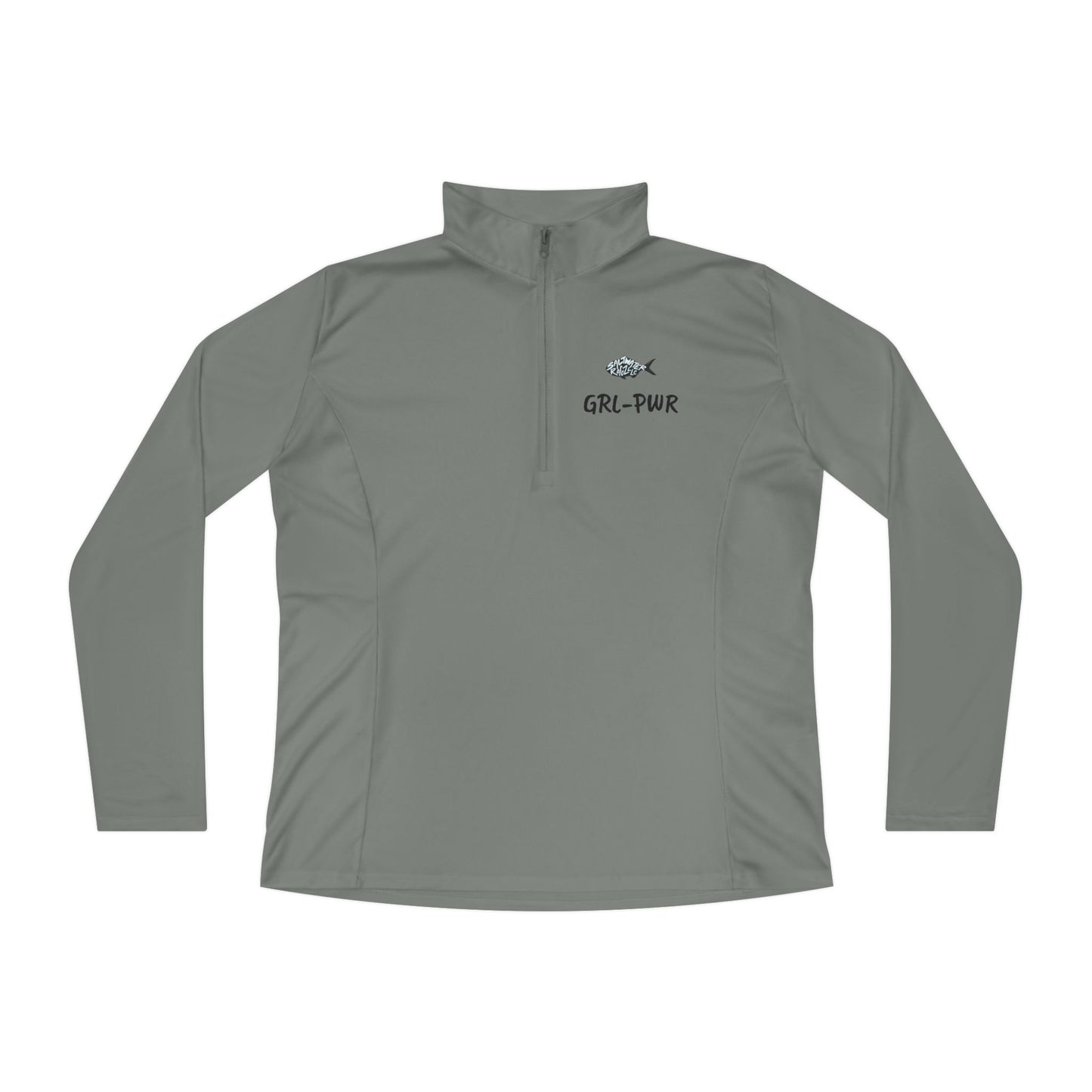 Ladies Quarter-Zip Pullover with Surf Wave Design - Perfect for Activewear & Casual Outings