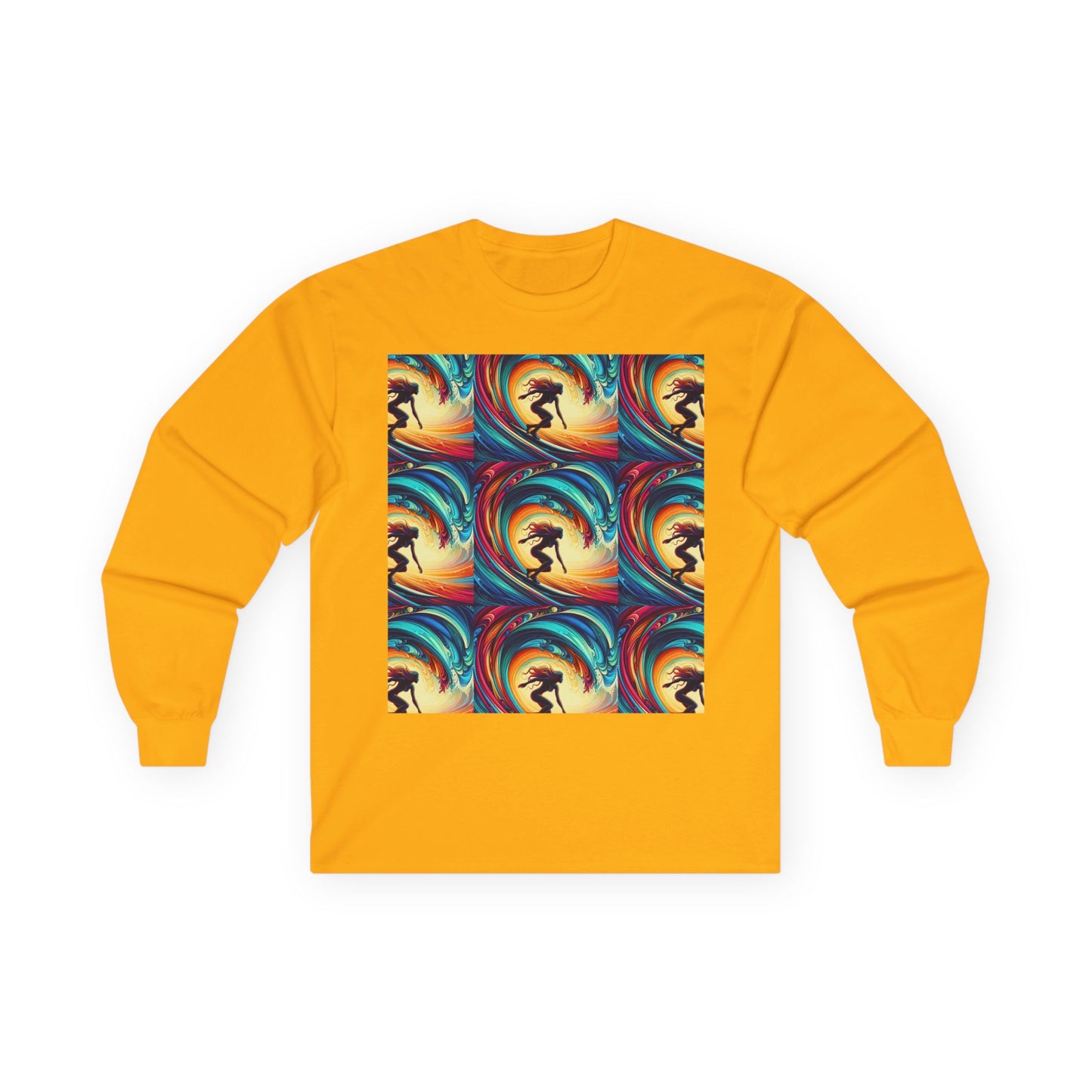 Surf Vibes Unisex Long Sleeve Tee - Colorful Wave Design
