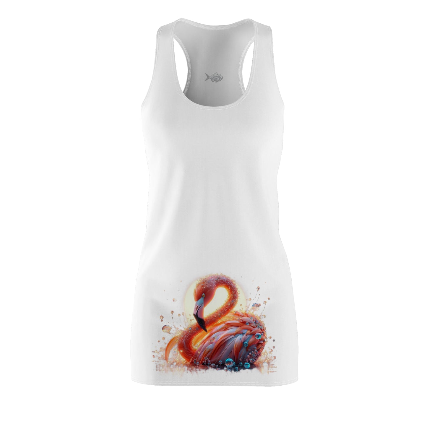 Whimsical Flamingo Design Racerback Dress for Women - Perfect for Beach Days & Summer Celebrations