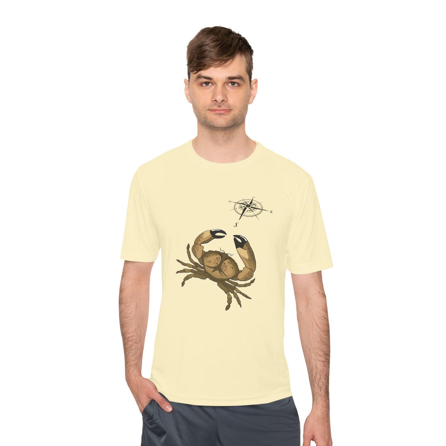 Coastal Adventure Unisex Moisture Wicking Tee - Crab & Fish Design