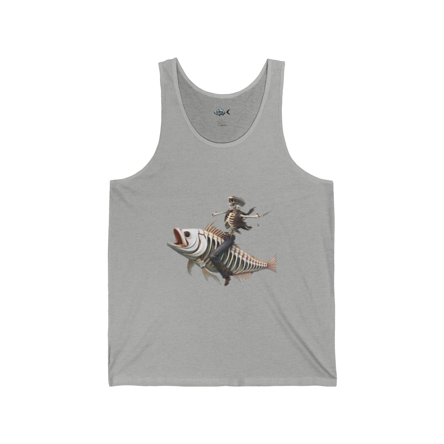 Skeleton Fish Rider Unisex Jersey Tank - Perfect for Beach and Summer Vibes