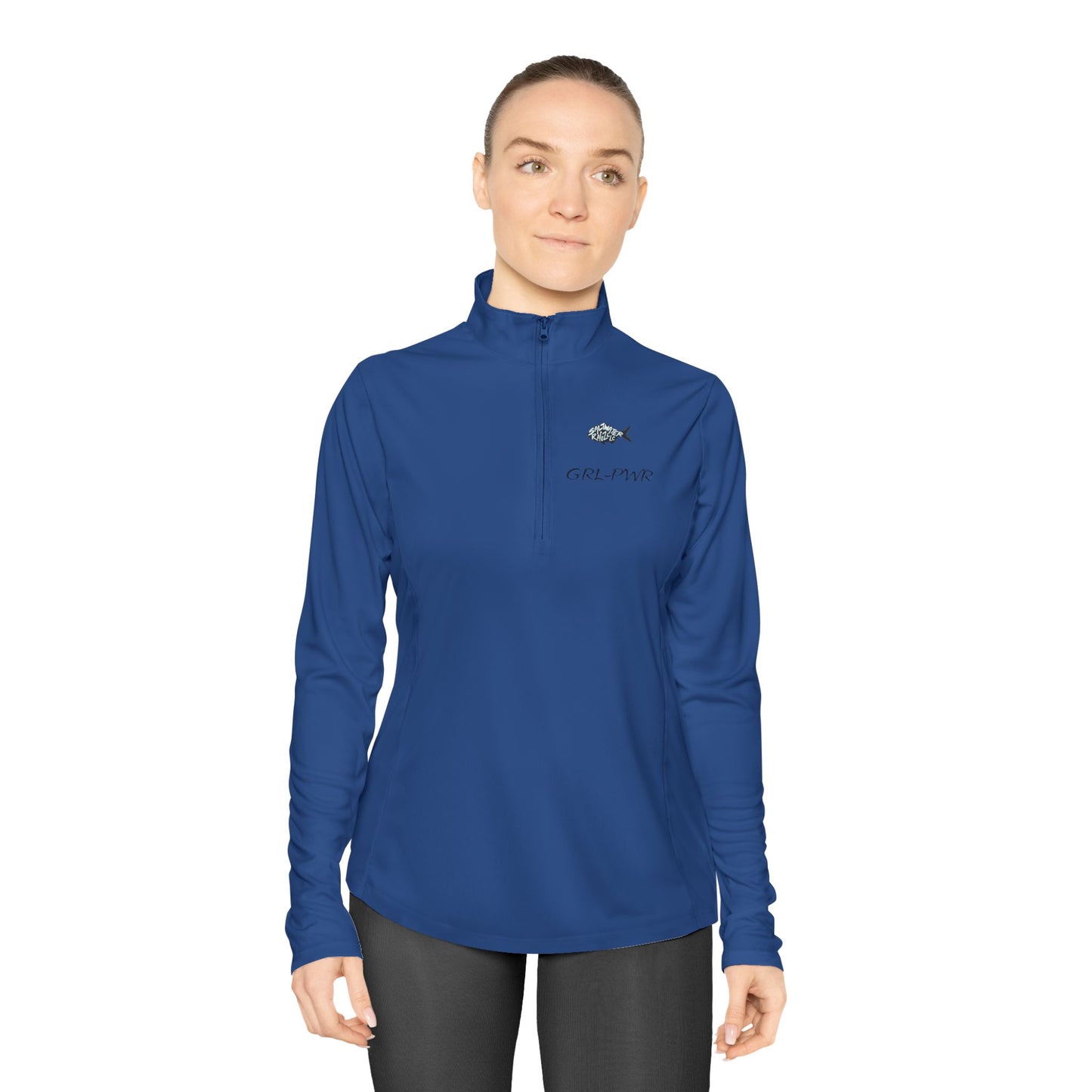 Ladies Quarter-Zip Pullover with Surfing Wave Design - Perfect for Beach Lovers and Outdoor Adventurers