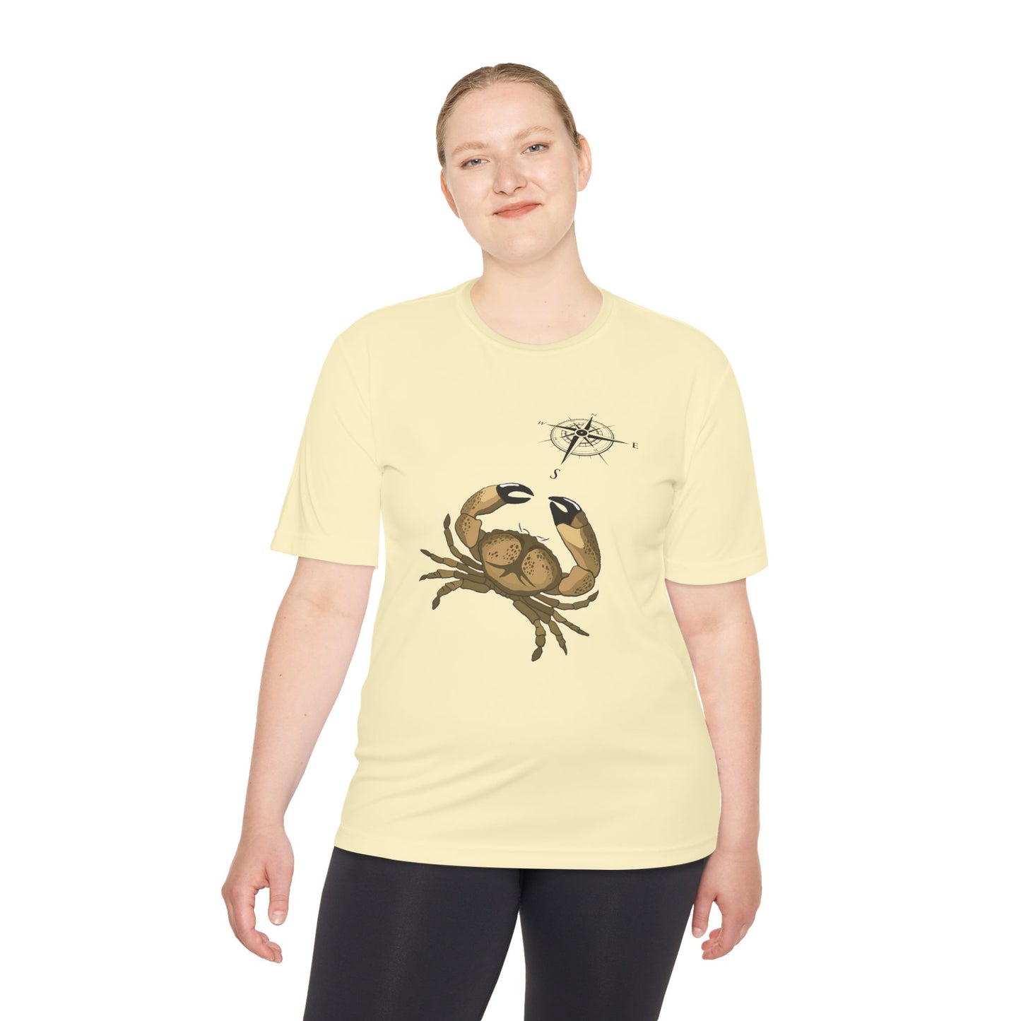 Coastal Adventure Unisex Moisture Wicking Tee - Crab & Fish Design